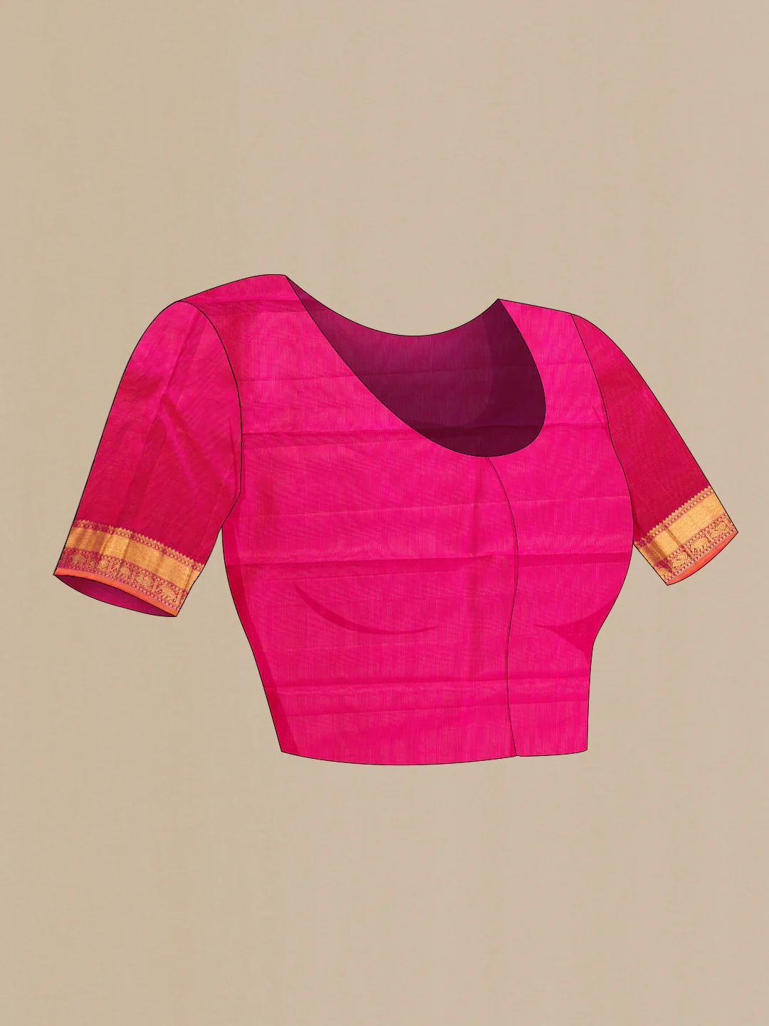 Pure Silk Pure Zari Pink with Orange Color Kanjivaram Saree - Image 5