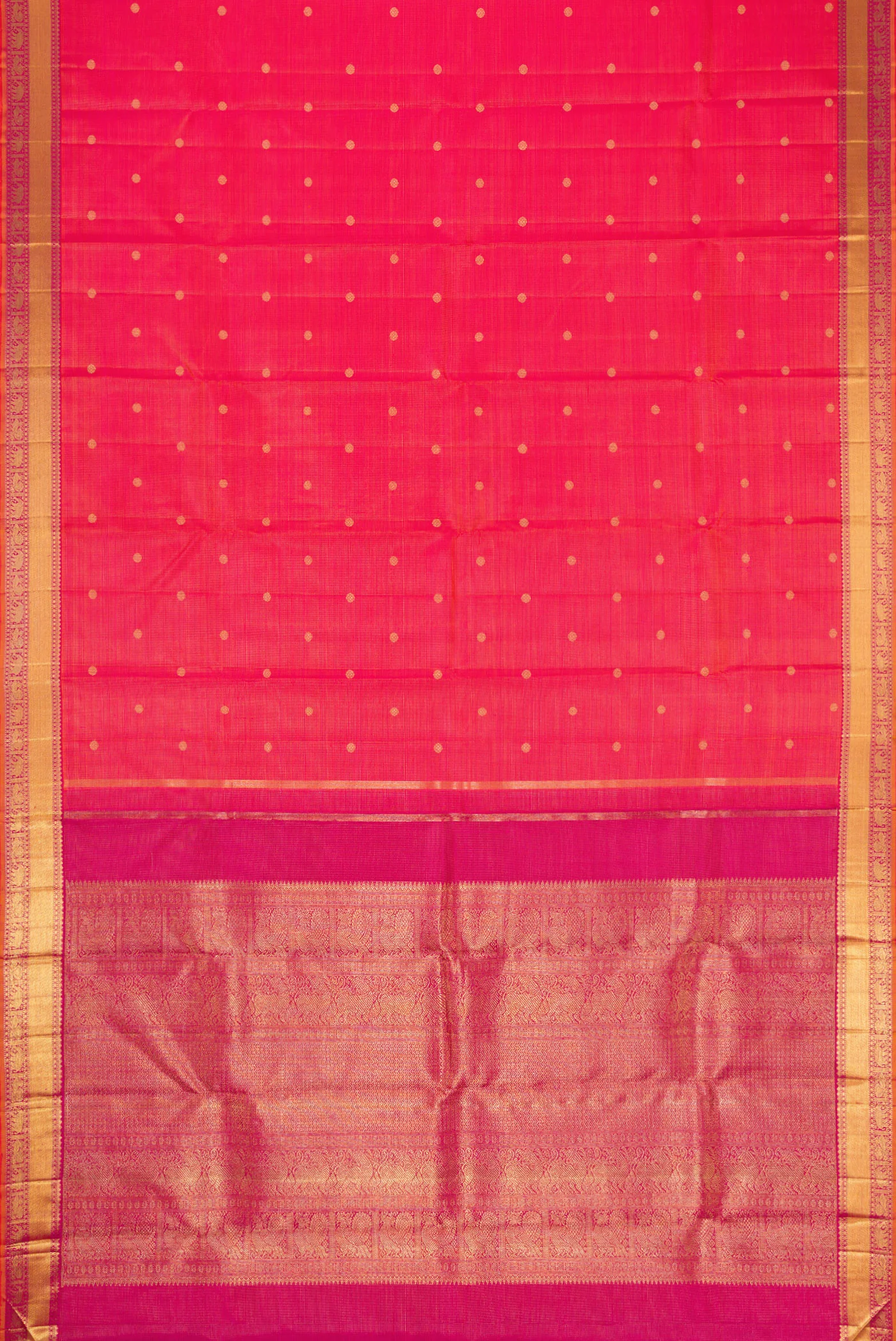 Pure Silk Pure Zari Pink with Orange Color Kanjivaram Saree - Image 6