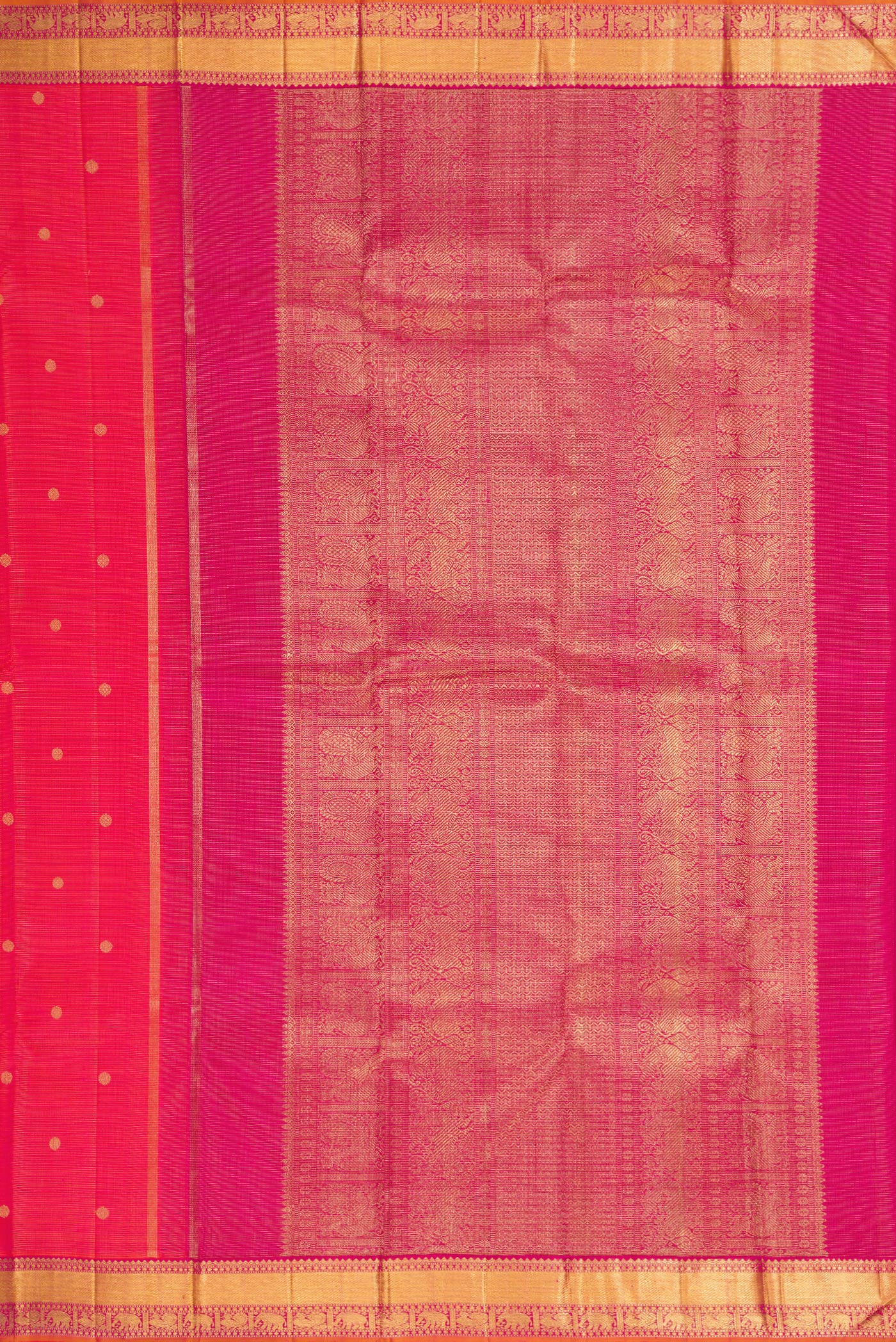 Pure Silk Pure Zari Pink with Orange Color Kanjivaram Saree - Image 7
