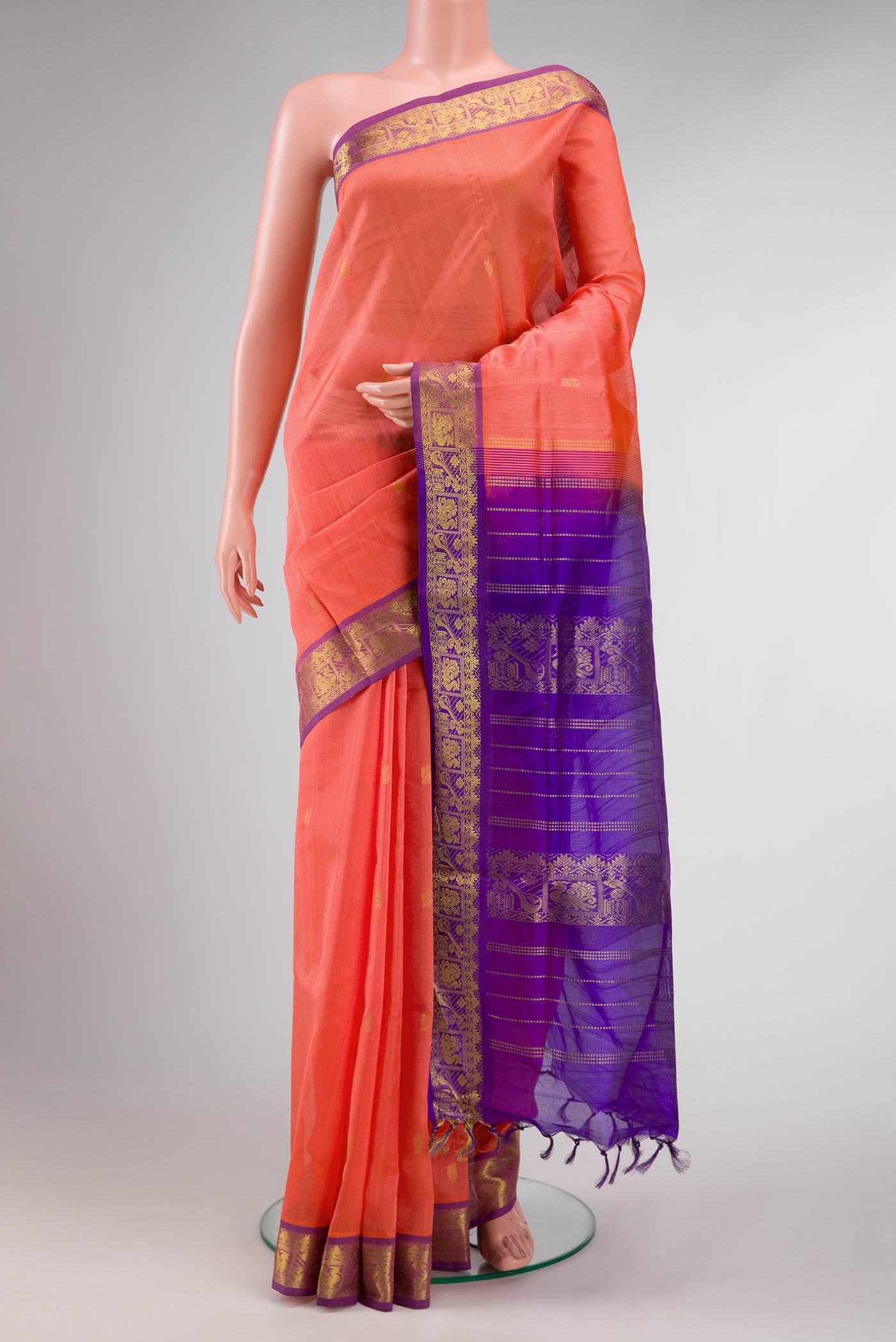 Coral Dual Tone Silk Cotton Saree