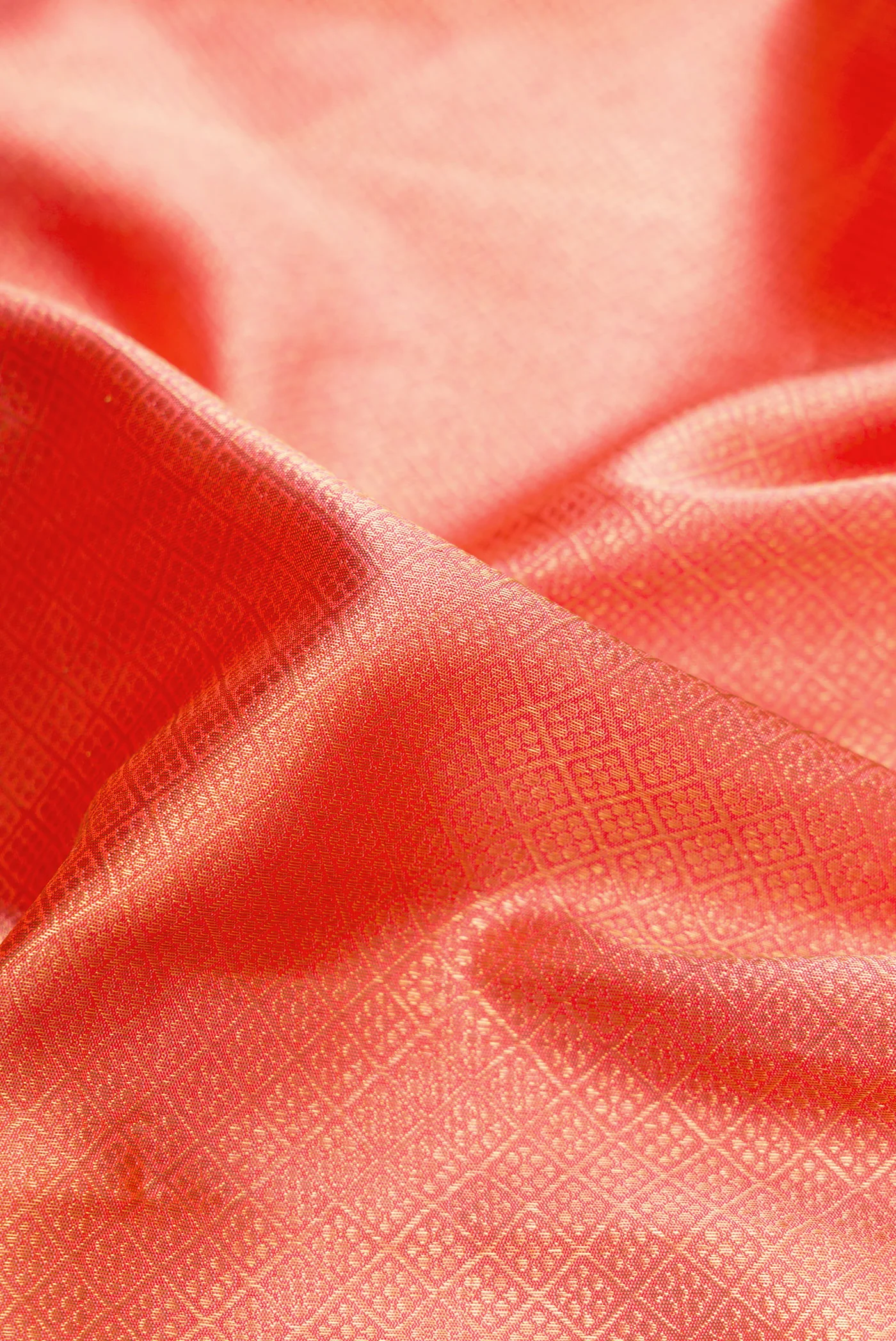 Pure Silk Pure Zari Coral Kanjivaram Saree - Image 2
