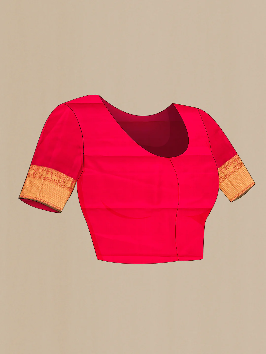 Pure Silk Pure Zari Coral Kanjivaram Saree - Image 5