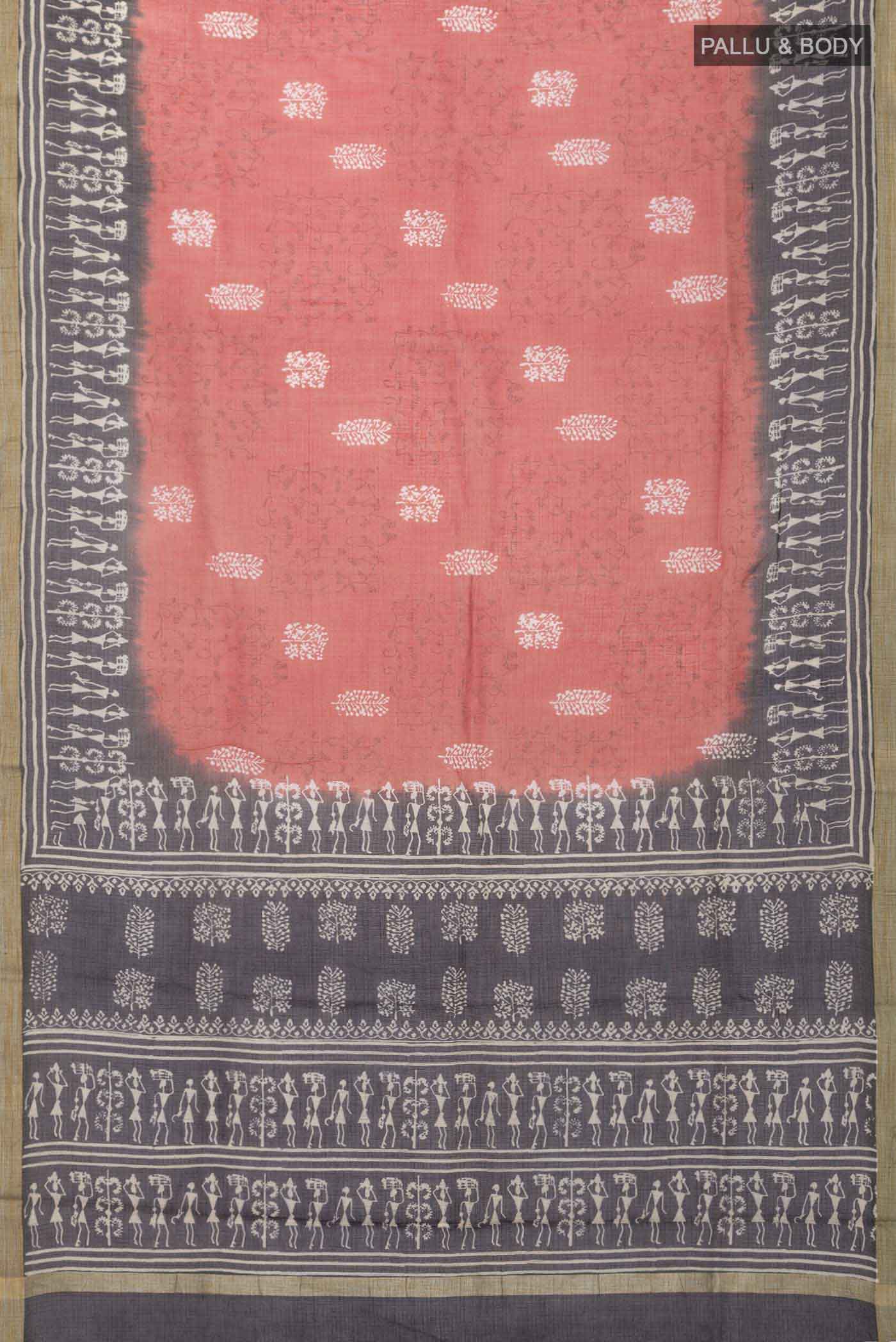 Coral Kota Cotton Saree - Image 3