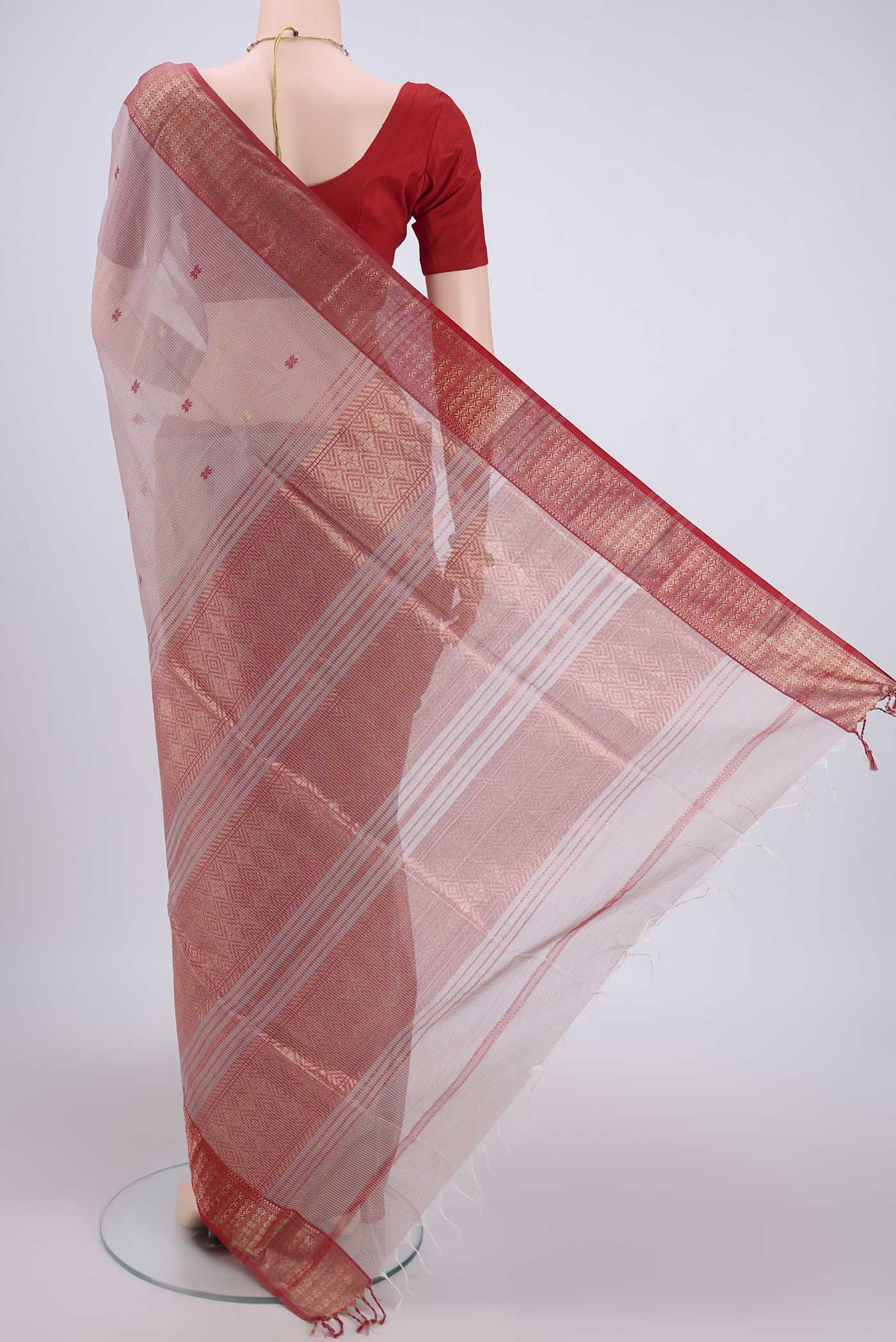 Mauve Maheshwari Silk Cotton Saree - Image 3
