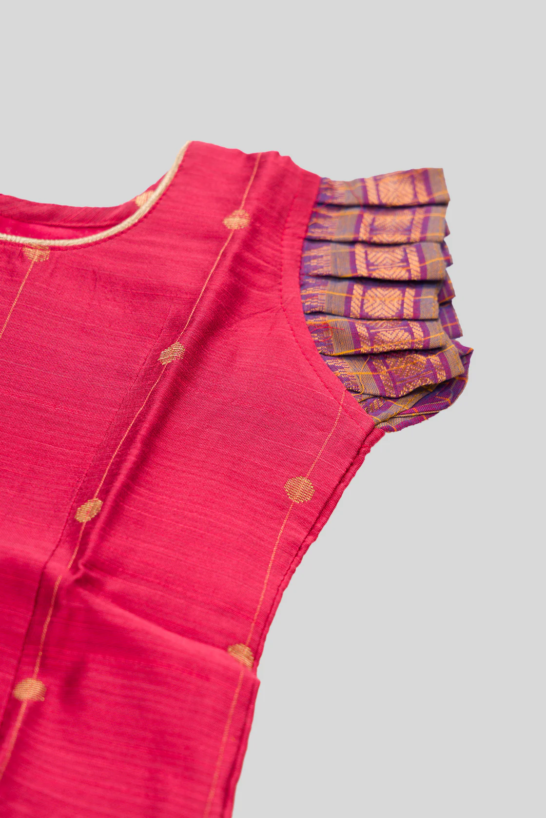 Coral Readymade Cotton Pavadai Set  | Lehanga & Blouse - Image 7