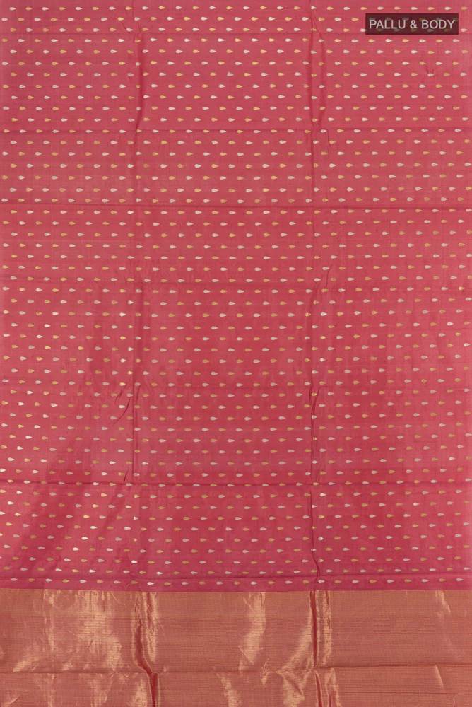 Coral Tussar Silk Saree - Image 5