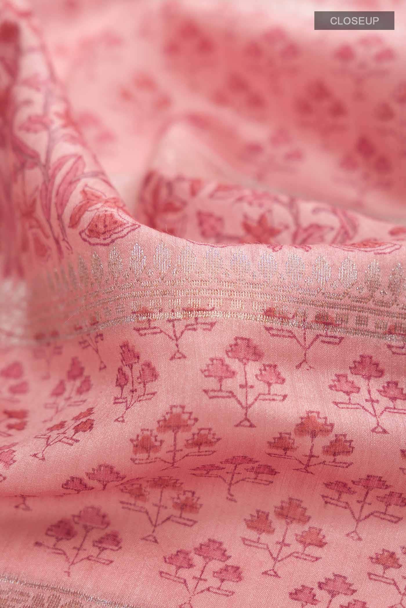 Coral Tussar Silk Saree - Image 2