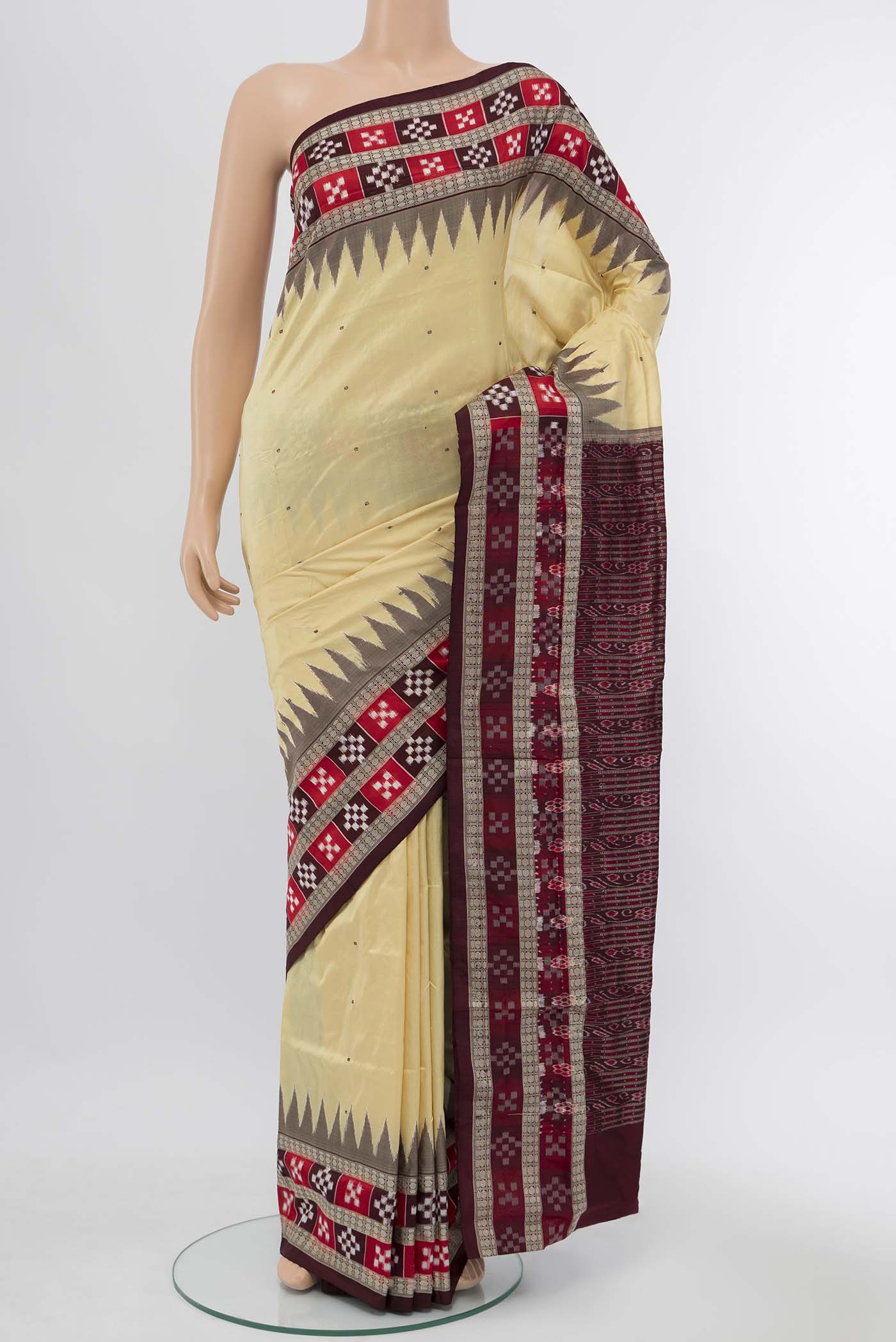 Cream Assam Silk Saree