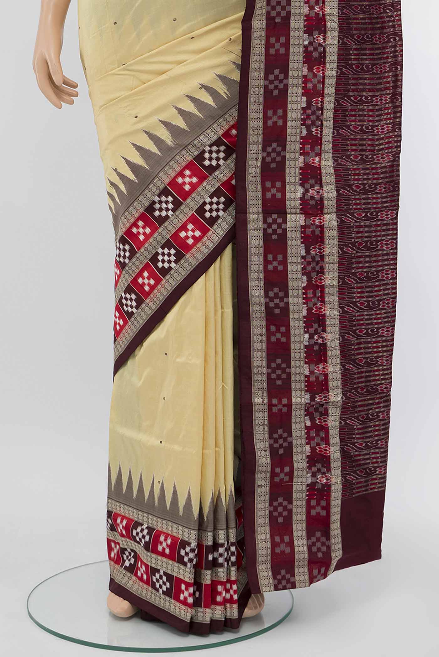 Cream Assam Silk Saree - Image 3