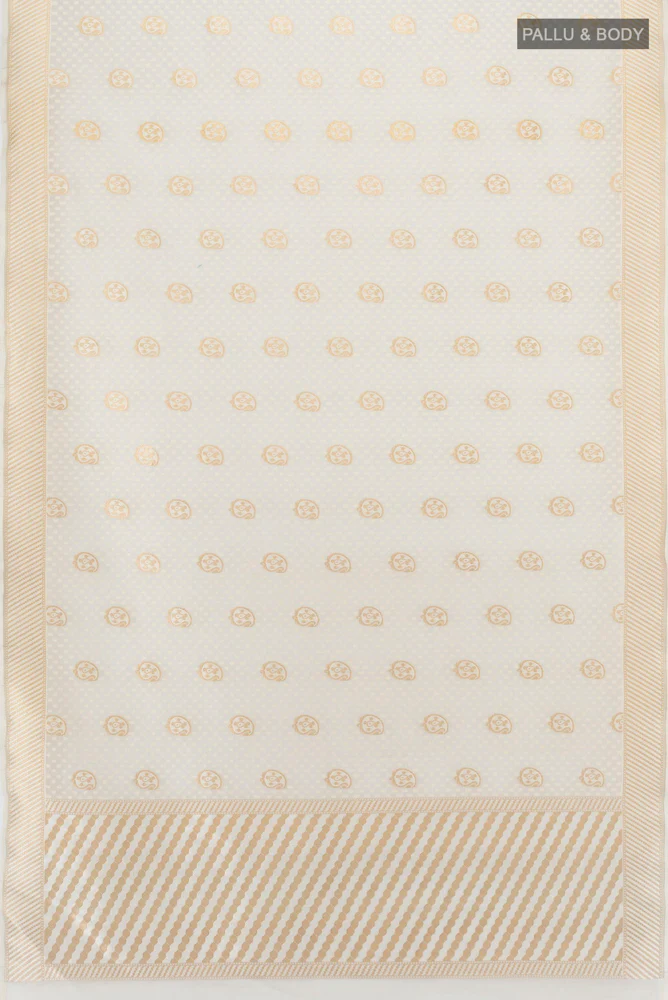 Cream Banarasi Kora Silk Saree - Image 5