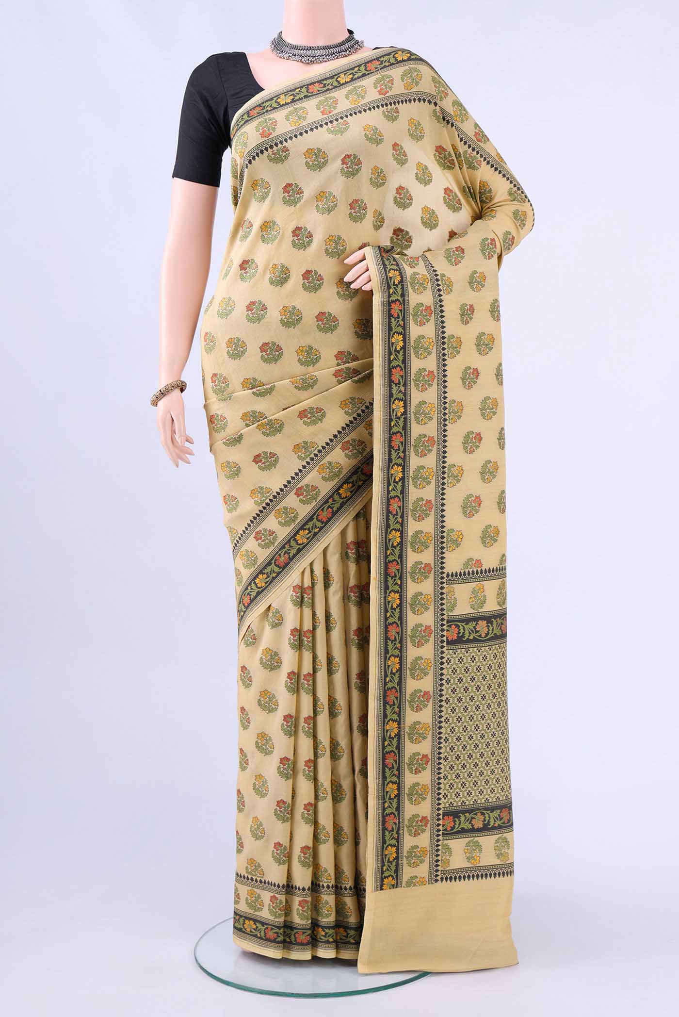 Cream Banarasi Saree