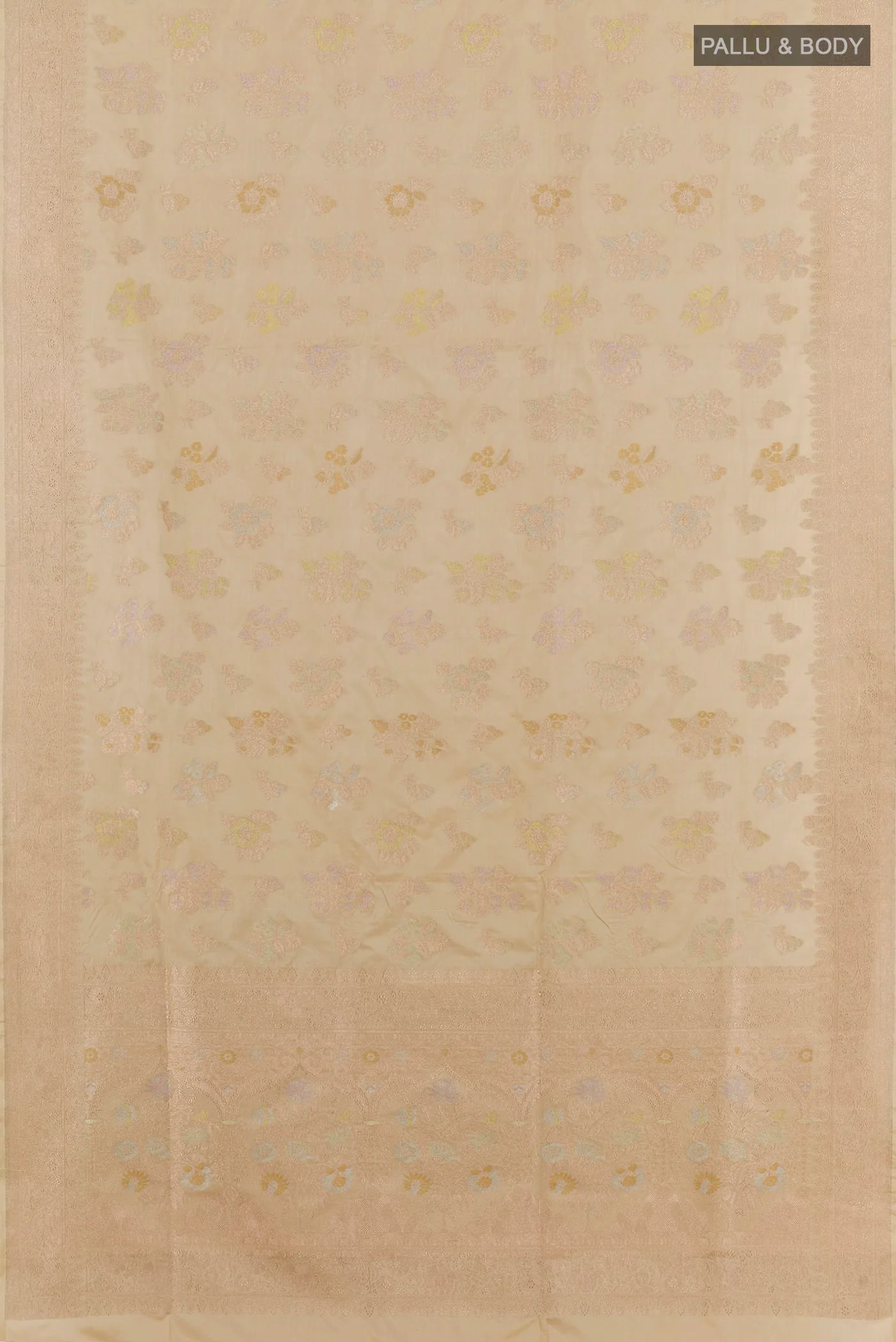 Beige Banarasi Silk Saree - Image 3