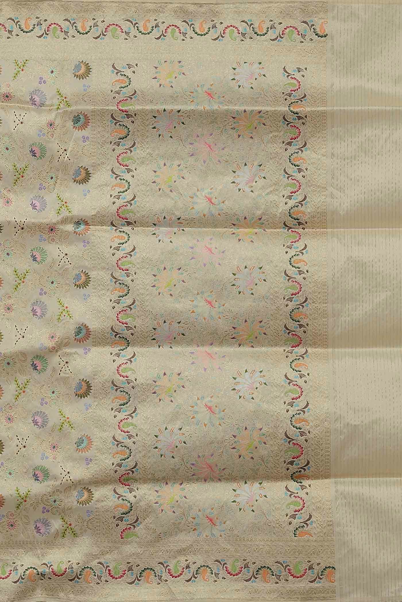 Cream Banarasi Silk Saree - Image 5