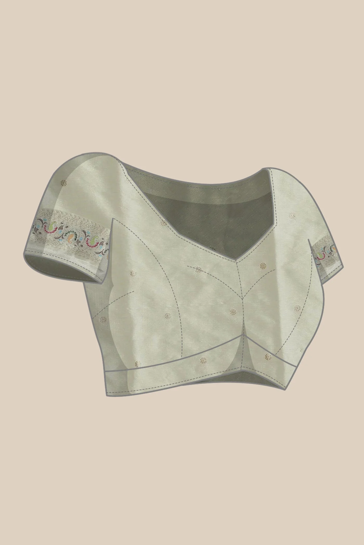Cream Banarasi Silk Saree - Image 8