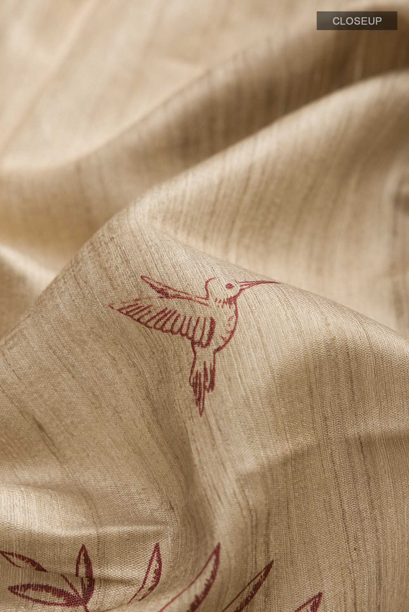 Cream Bhagalpuri Tussar Silk Saree - Image 2