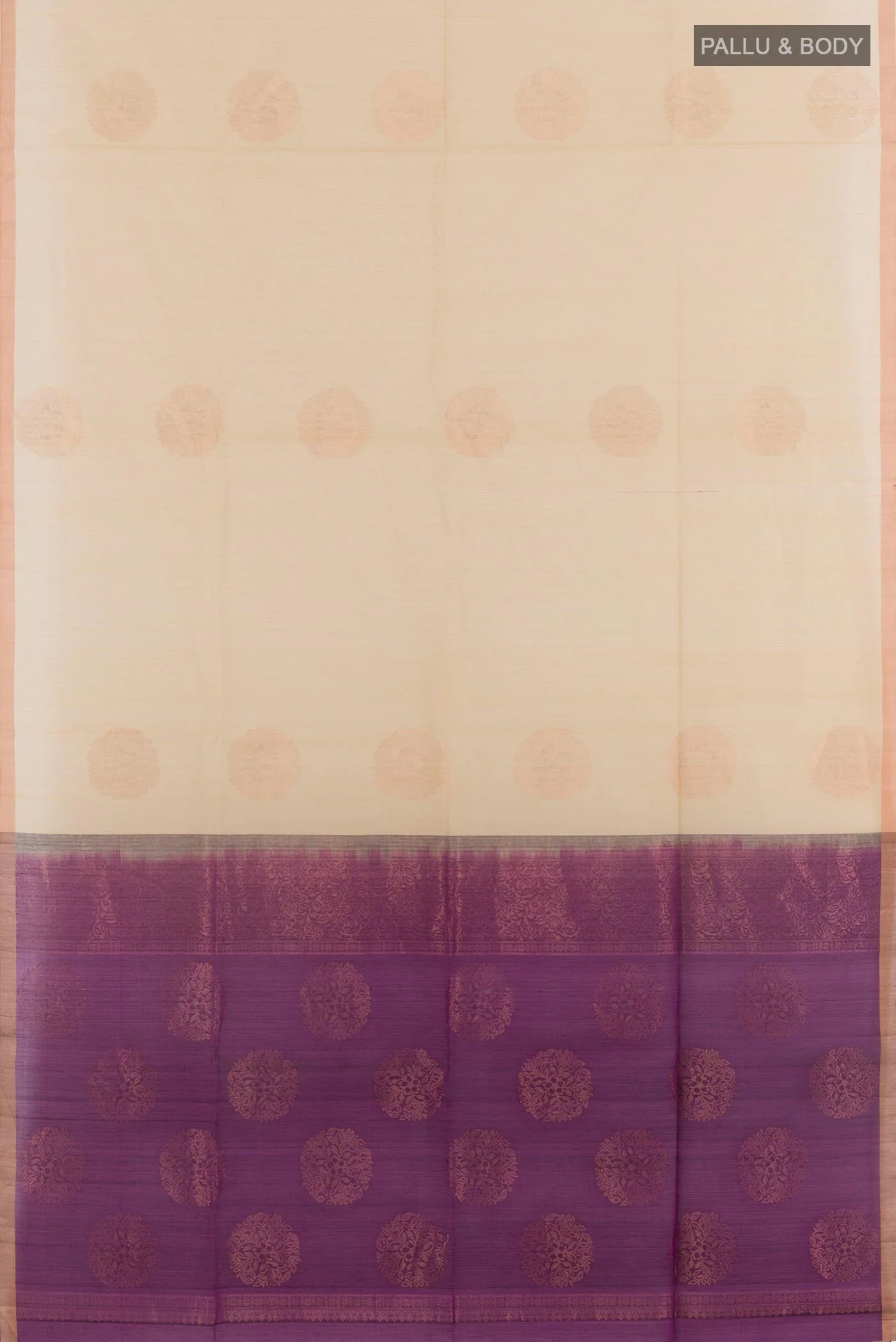Cream Silk Cotton Saree - Image 3