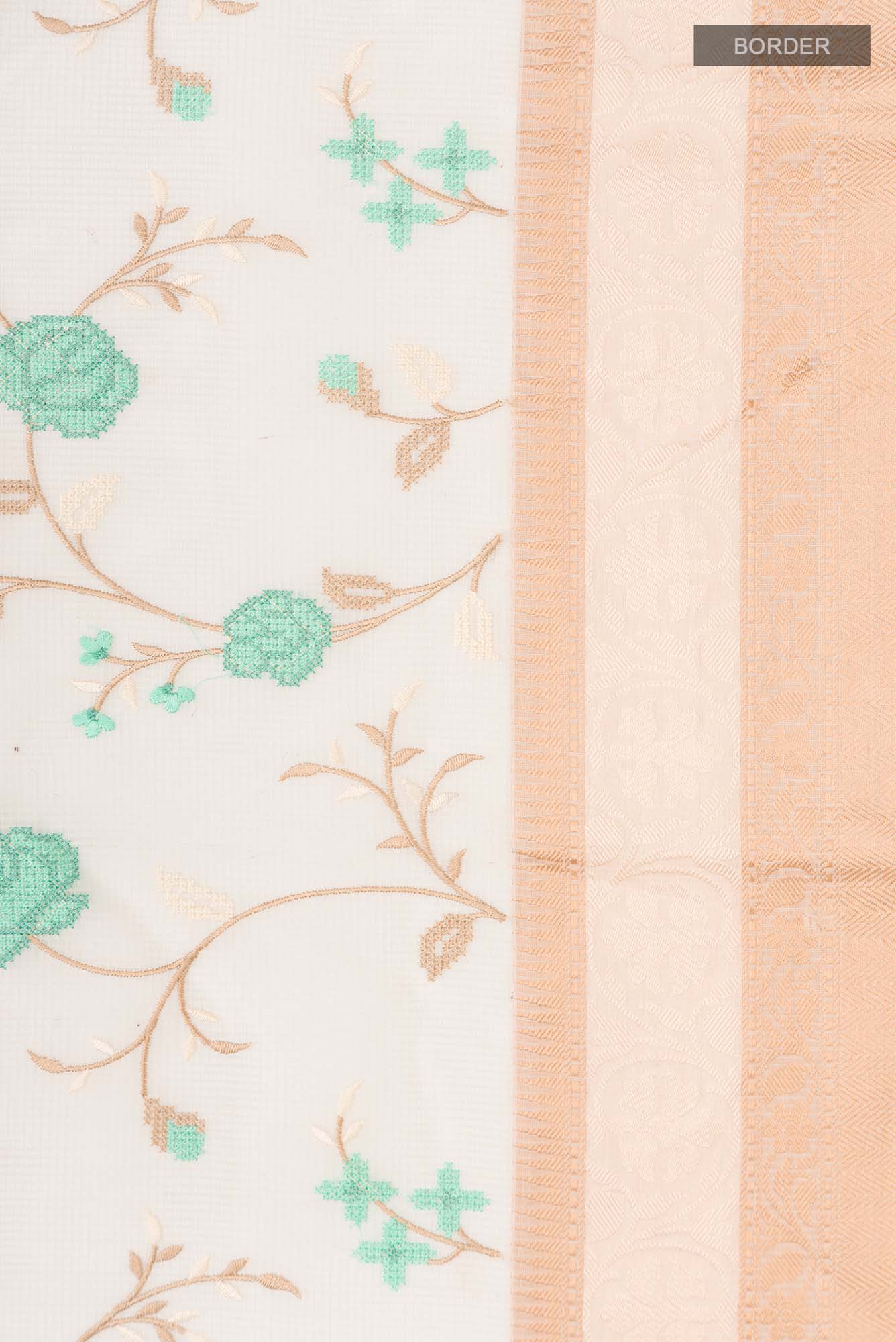 Cream Blended Kota Cotton Saree - Image 3