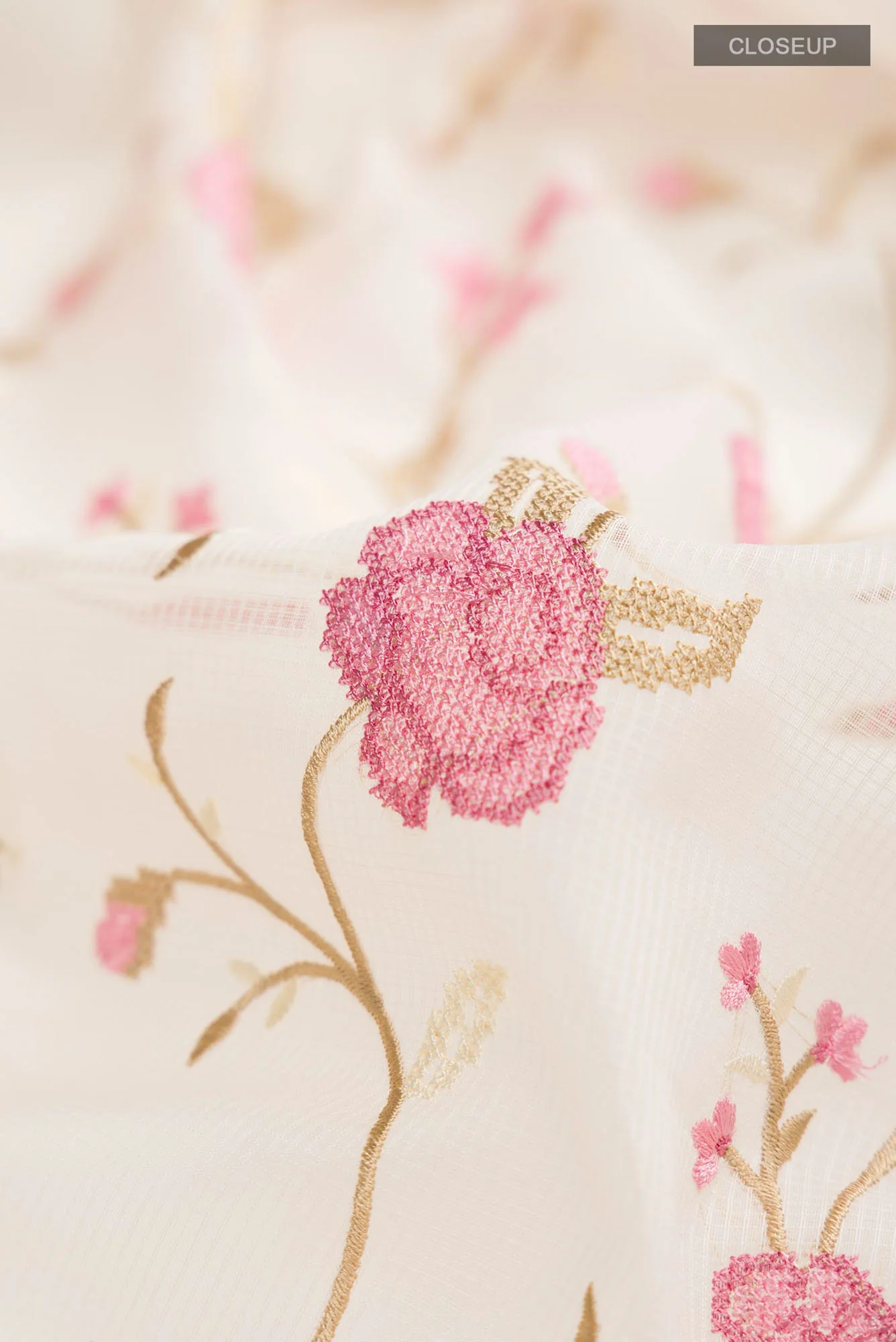 Cream Blended Kota Cotton Saree - Image 2
