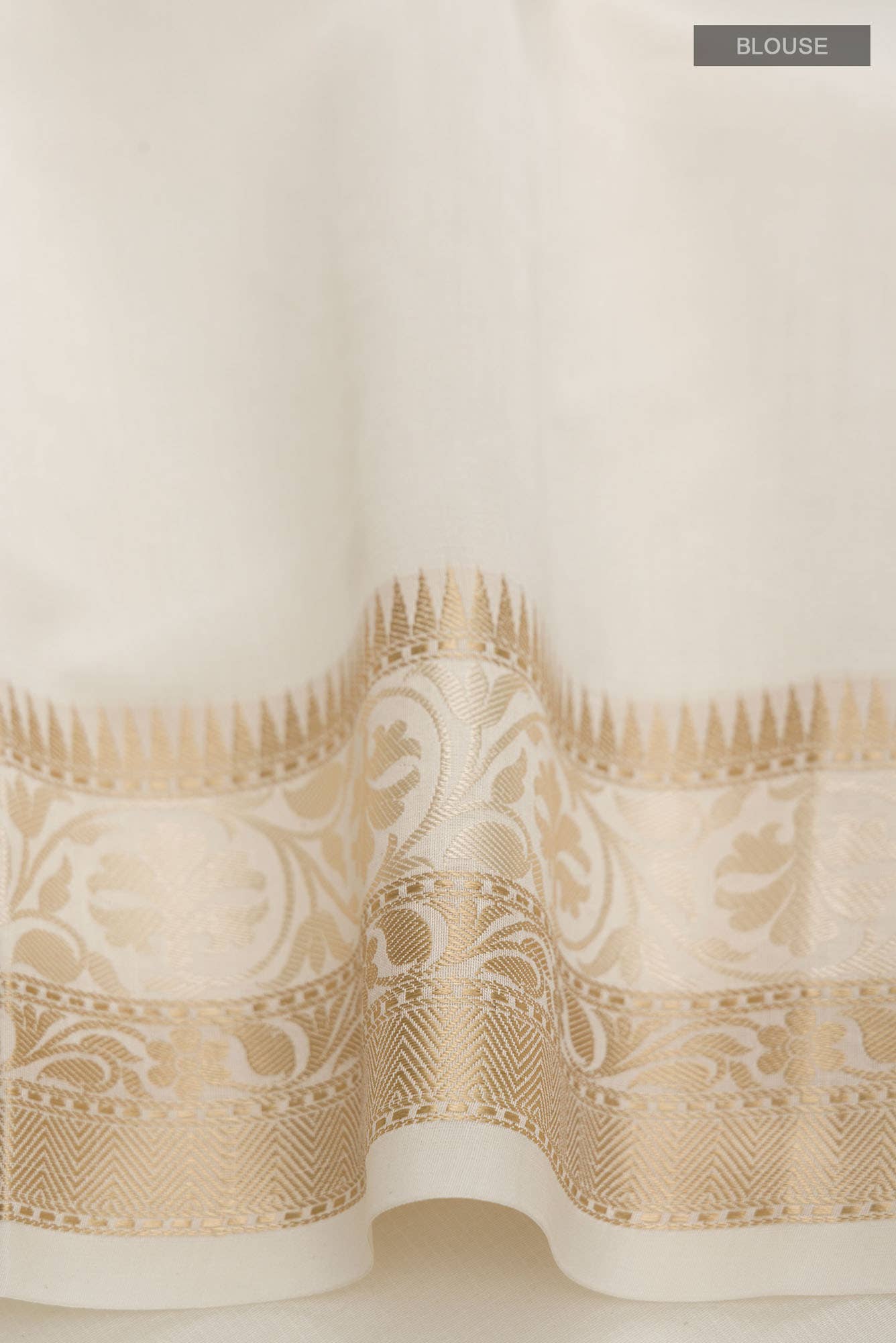 Cream Blended Kota Cotton Saree - Image 2