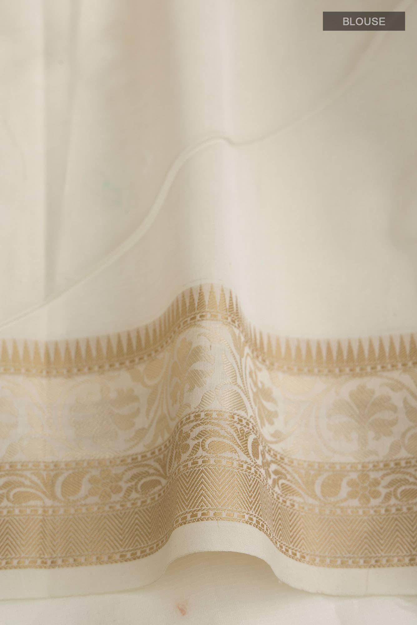 Cream Blended Kota Cotton Saree - Image 2