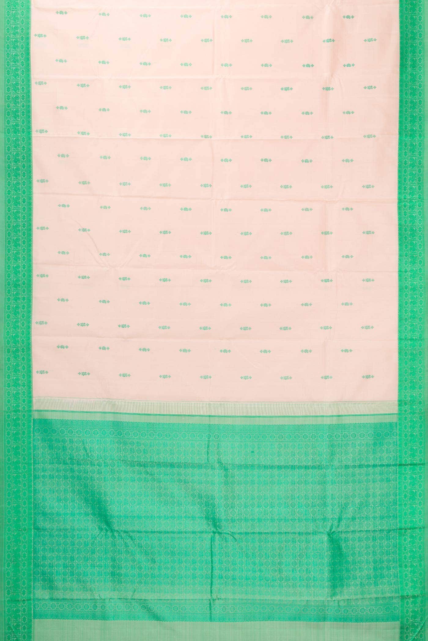 Cream Dual Tone Kanchipuram Silk Saree - Image 4