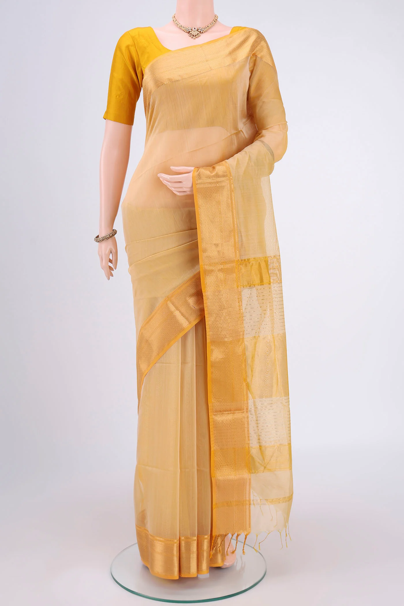 Sandal Maheshwari Silk Cotton Saree