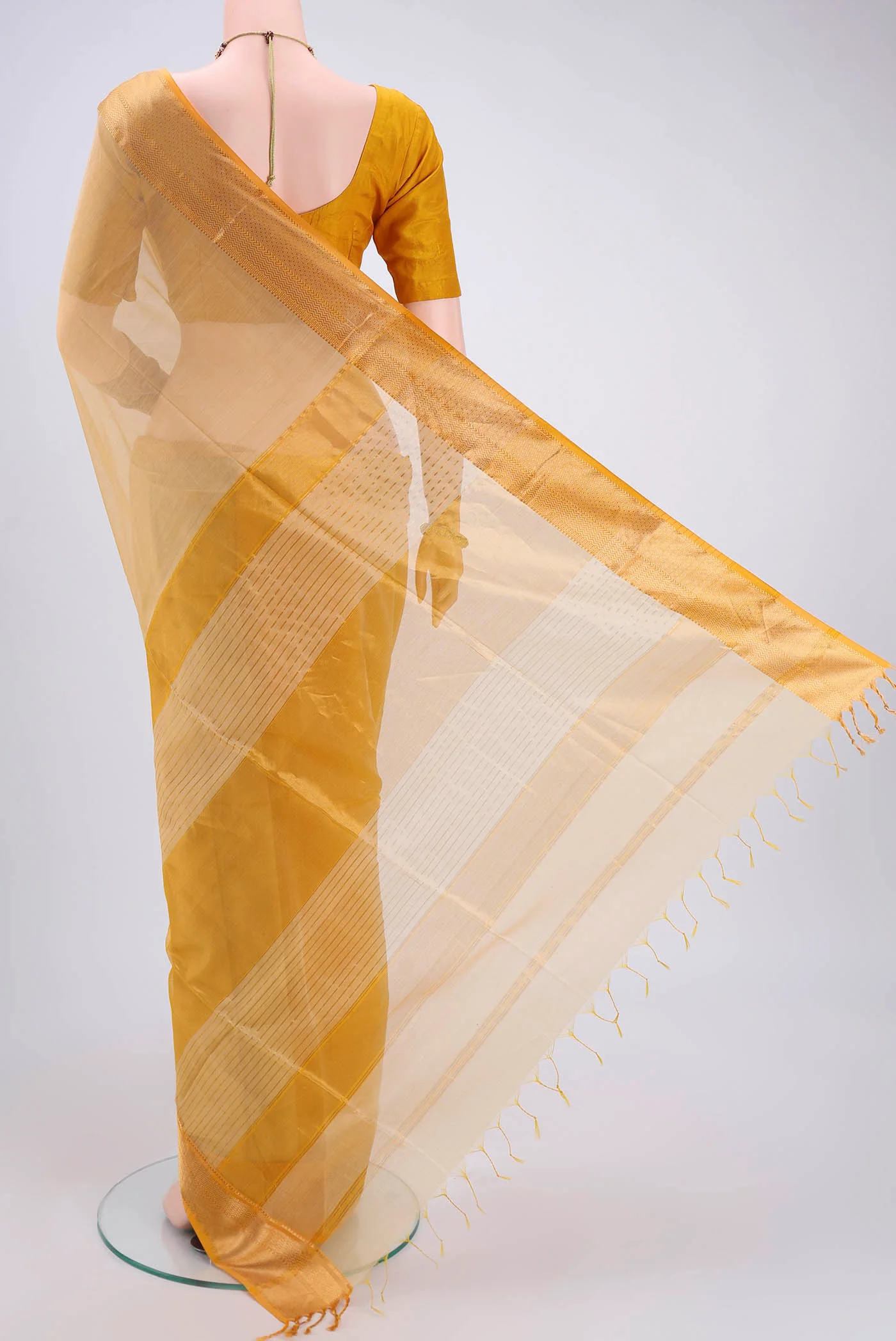 Sandal Maheshwari Silk Cotton Saree - Image 3