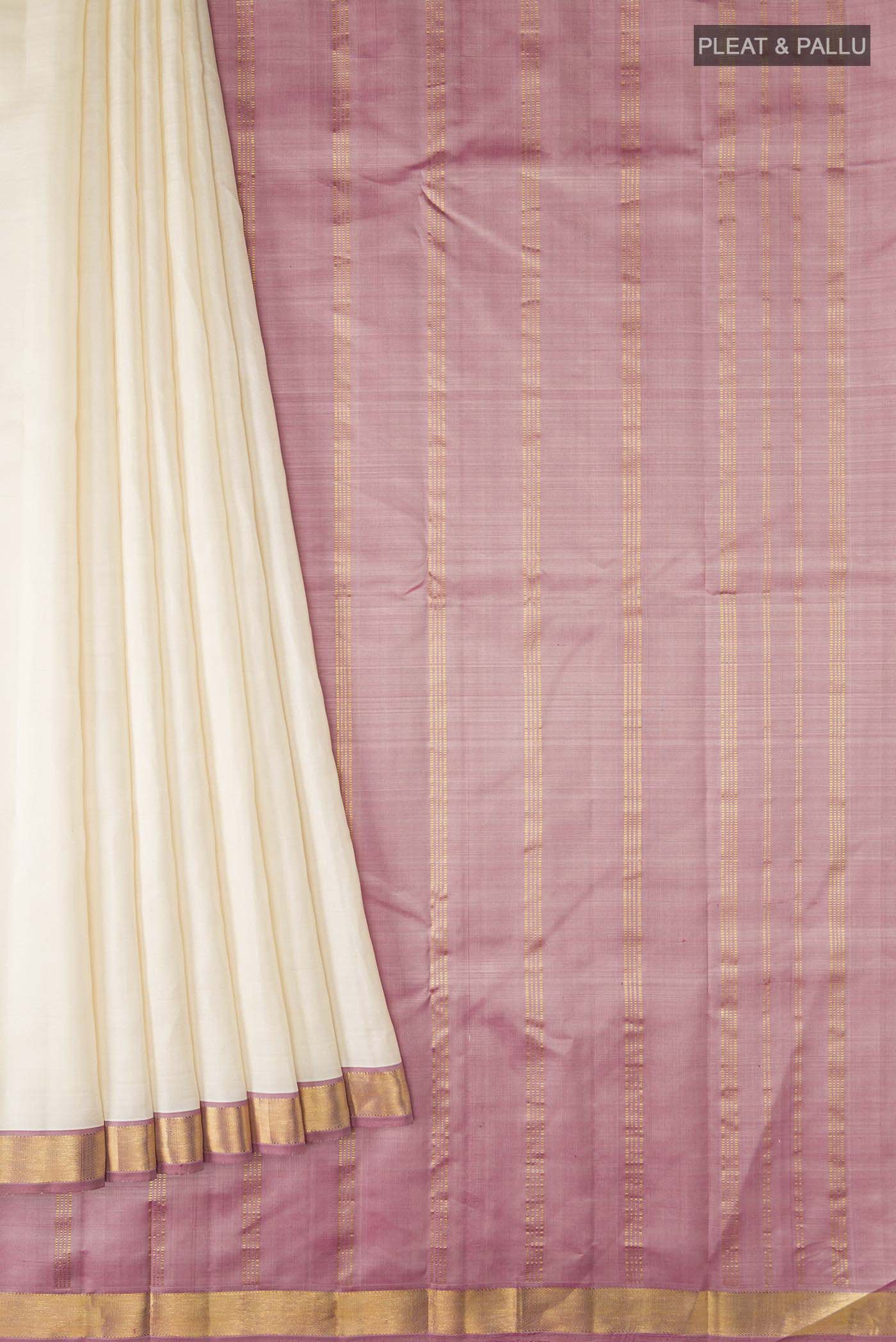 Cream Kanjivaram Silk Saree - Image 4