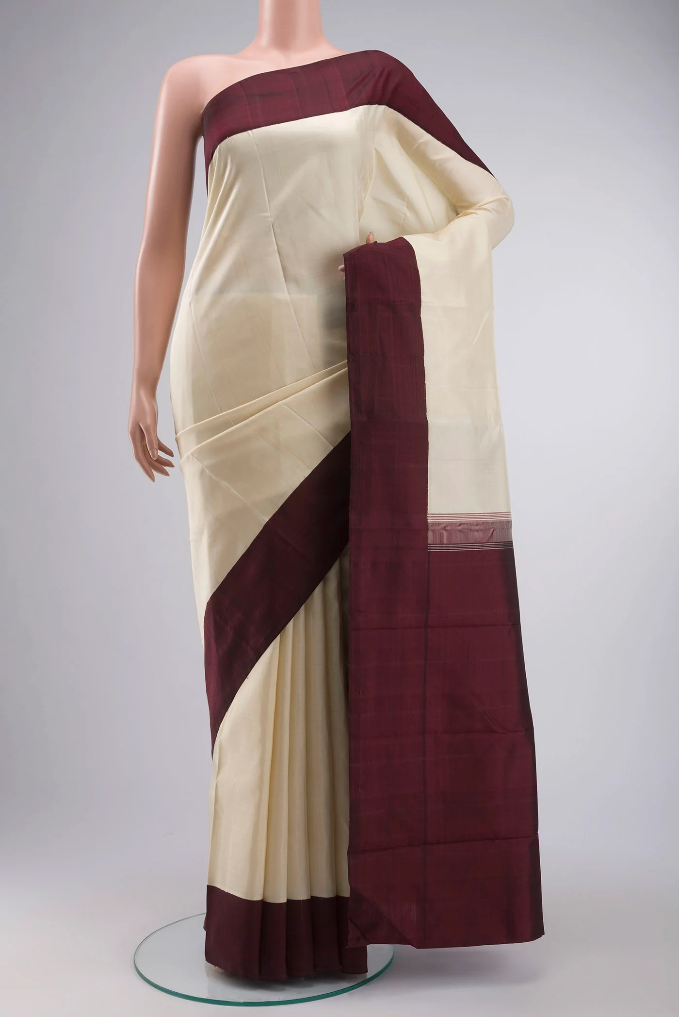Cream Kanjivaram Silk Saree