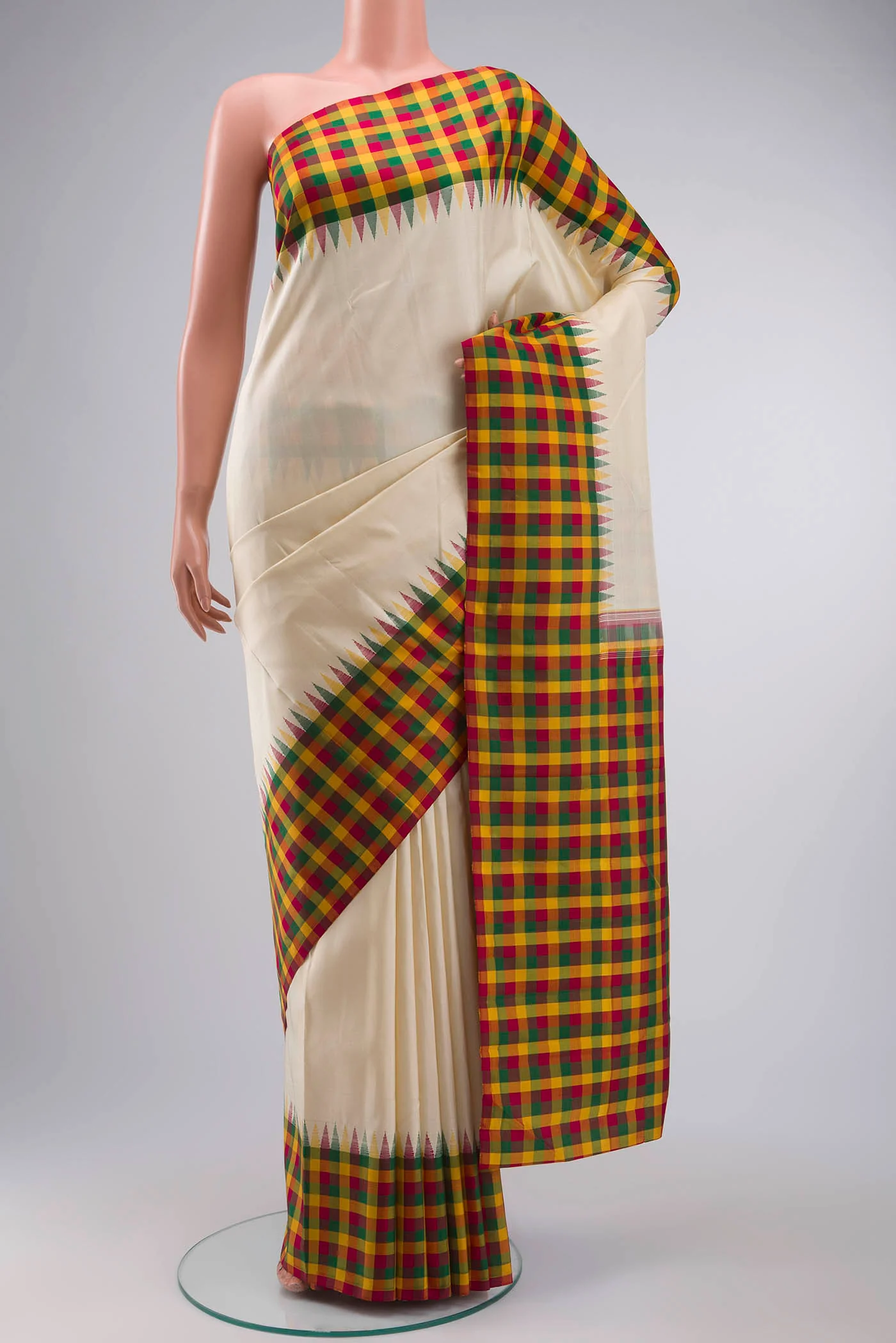 Cream Kanjivaram Silk Saree