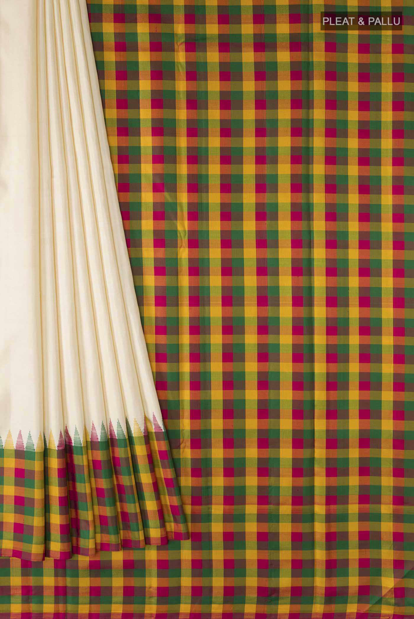 Cream Kanjivaram Silk Saree - Image 4