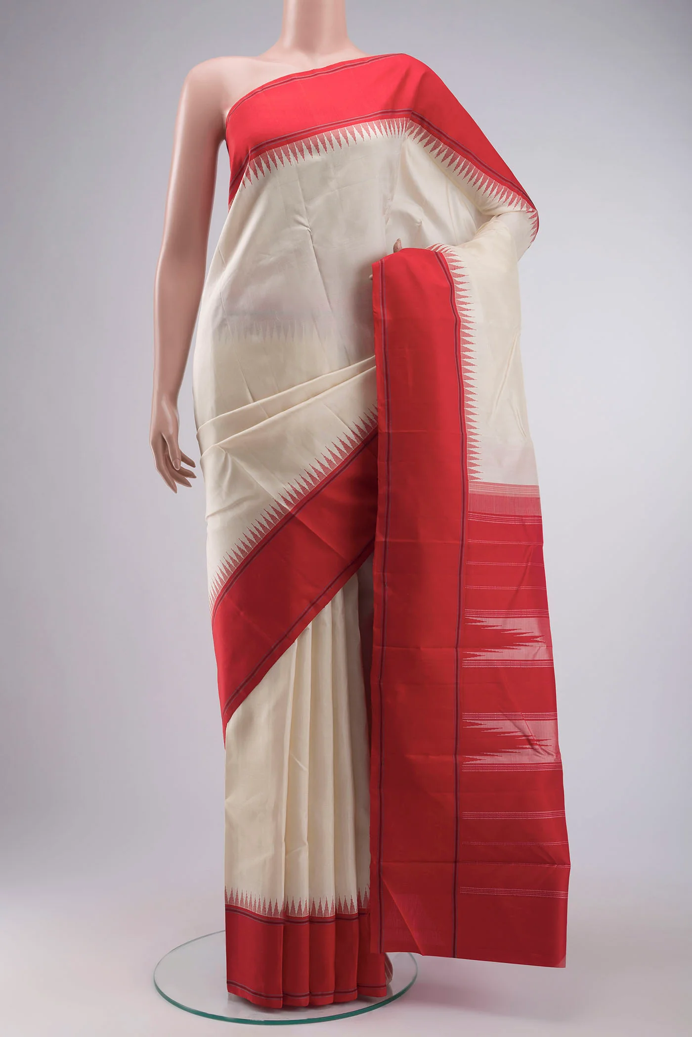 Cream Kanchipuram Silk Saree