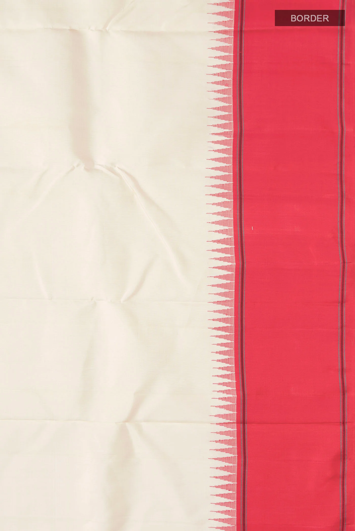 Cream Kanchipuram Silk Saree - Image 3