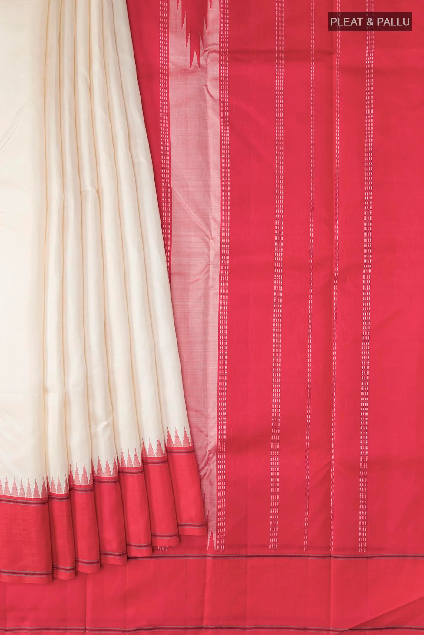 Cream Kanchipuram Silk Saree - Image 4