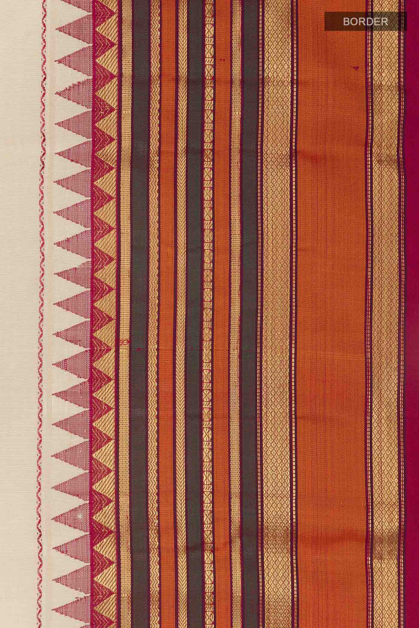 Cream Kanchipuram Silk Saree - Image 3
