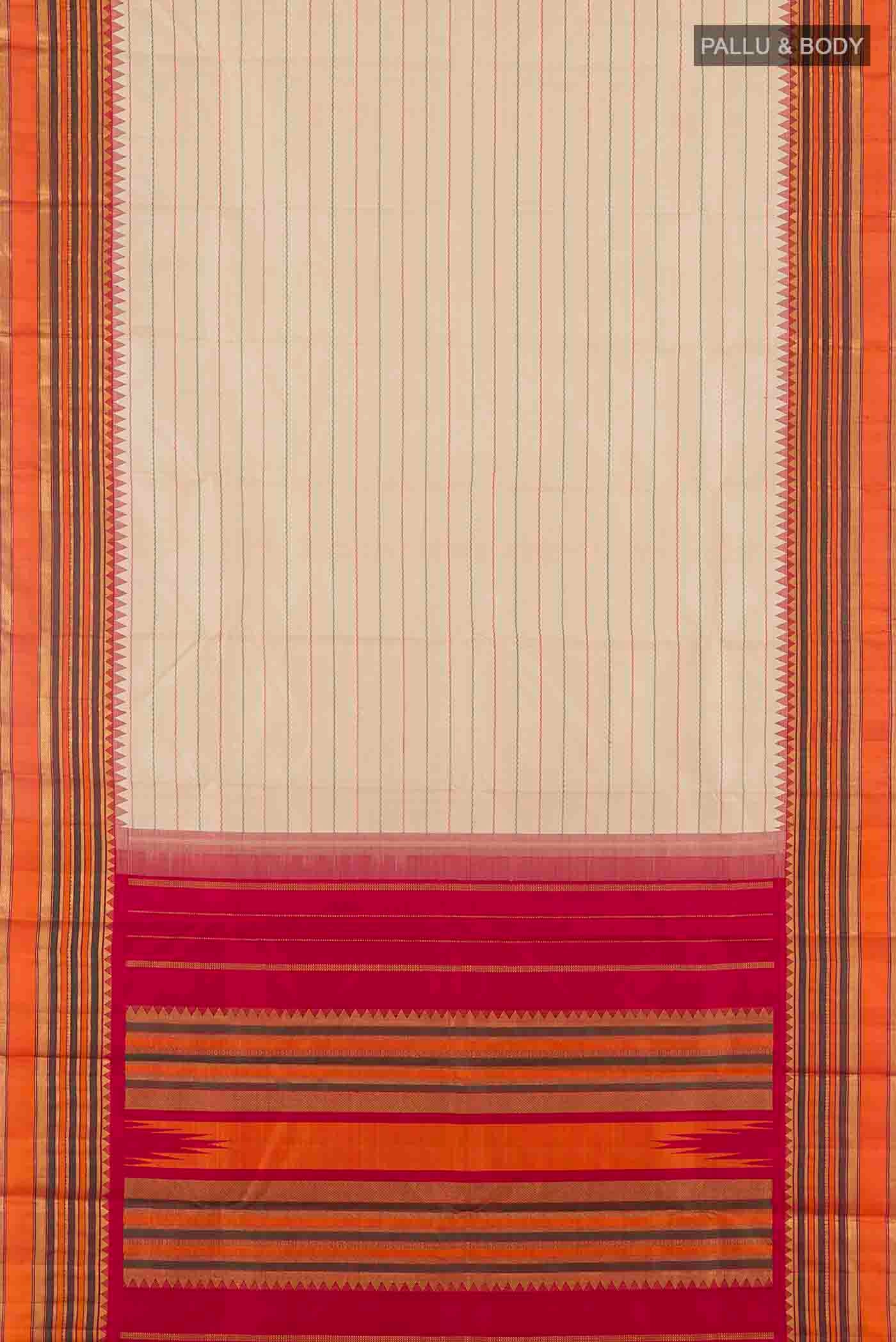 Cream Kanchipuram Silk Saree - Image 6