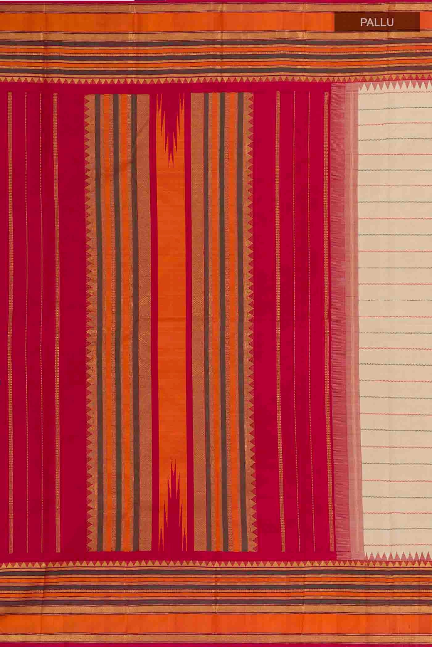 Cream Kanchipuram Silk Saree - Image 7