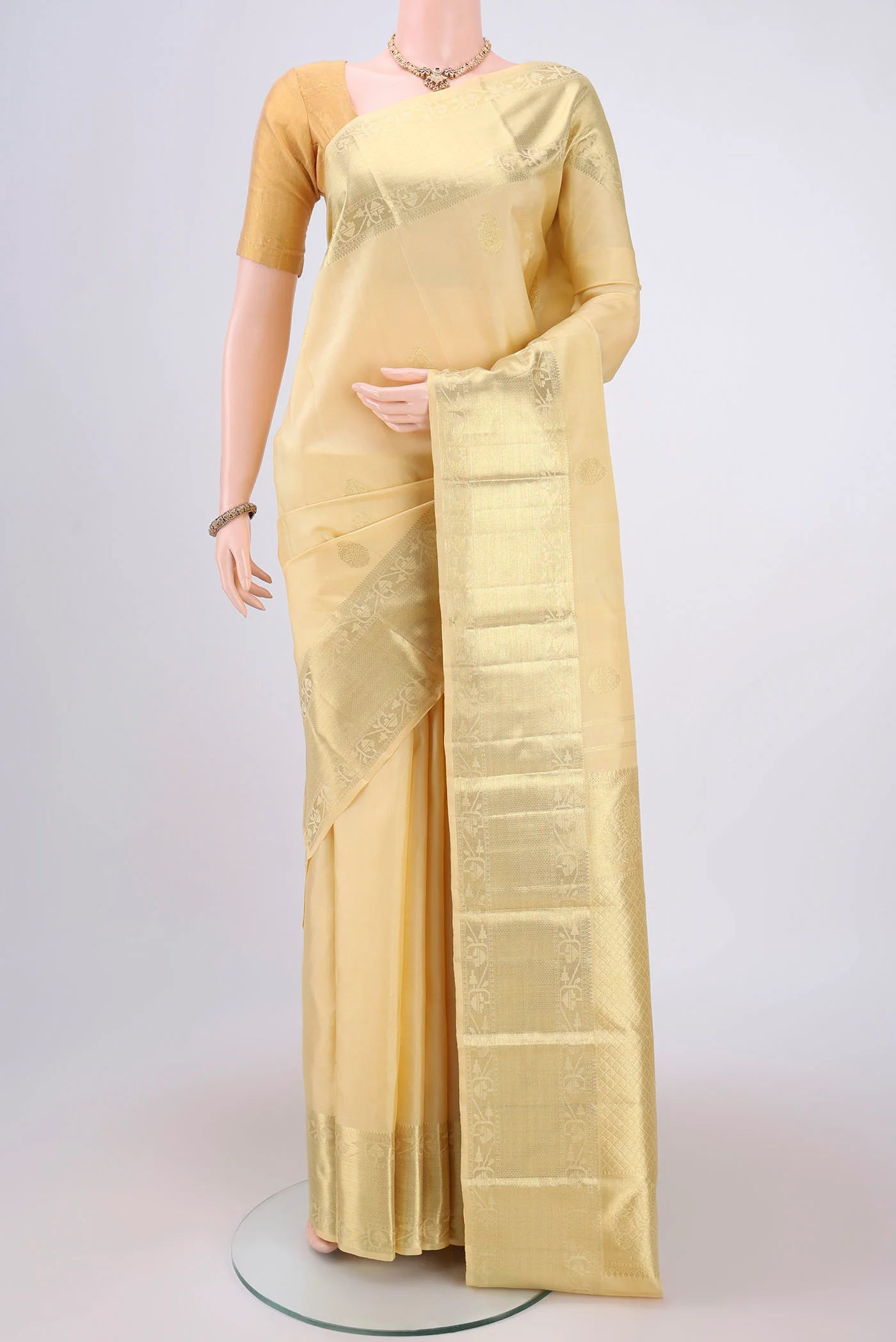 Sandal Kanchipuram Silk Saree
