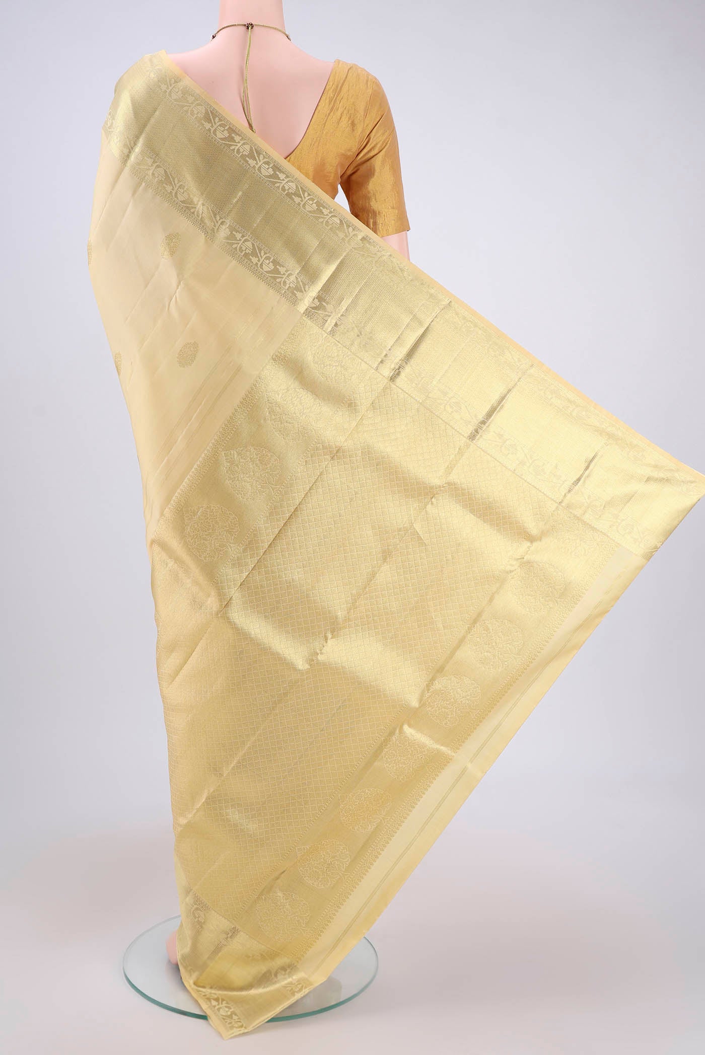 Sandal Kanchipuram Silk Saree - Image 3