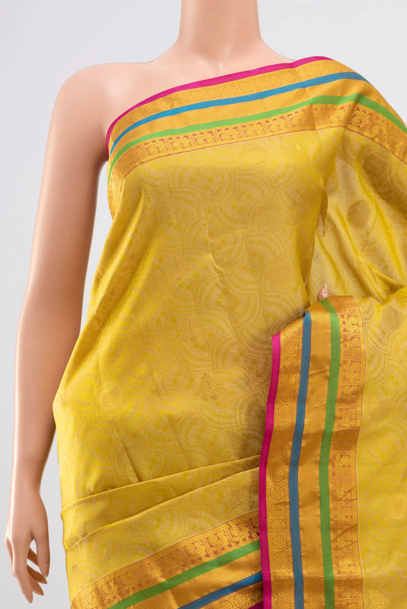 Yellow Kanchipuram Silk Saree - Image 2