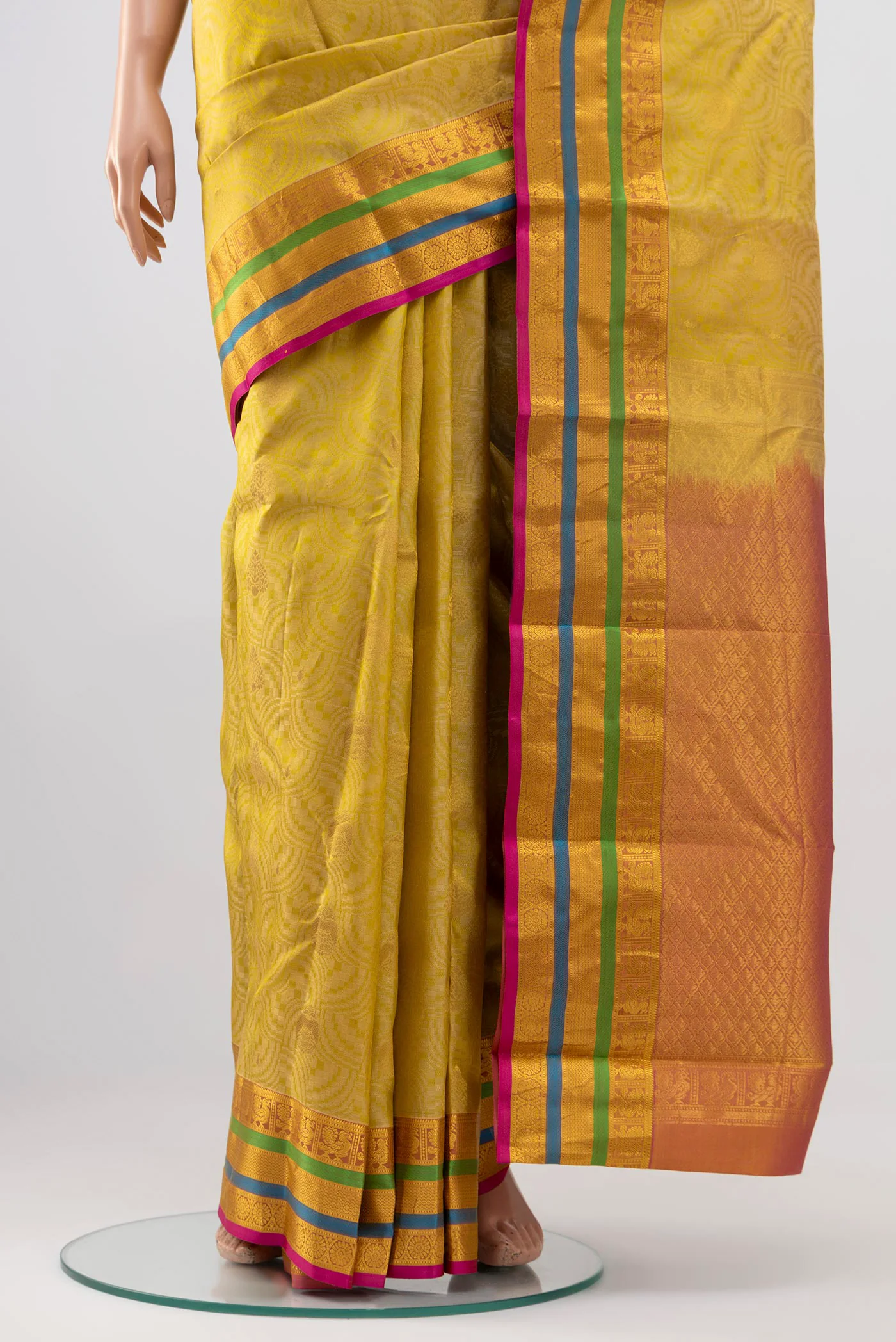 Yellow Kanchipuram Silk Saree - Image 3