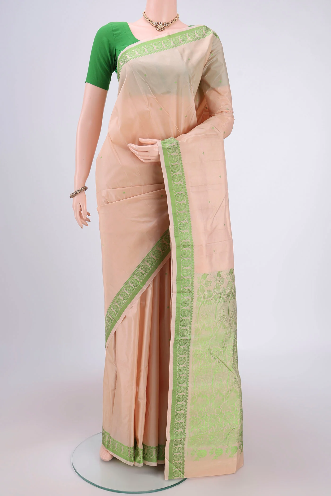 Beige Kanchipuram Silk Saree