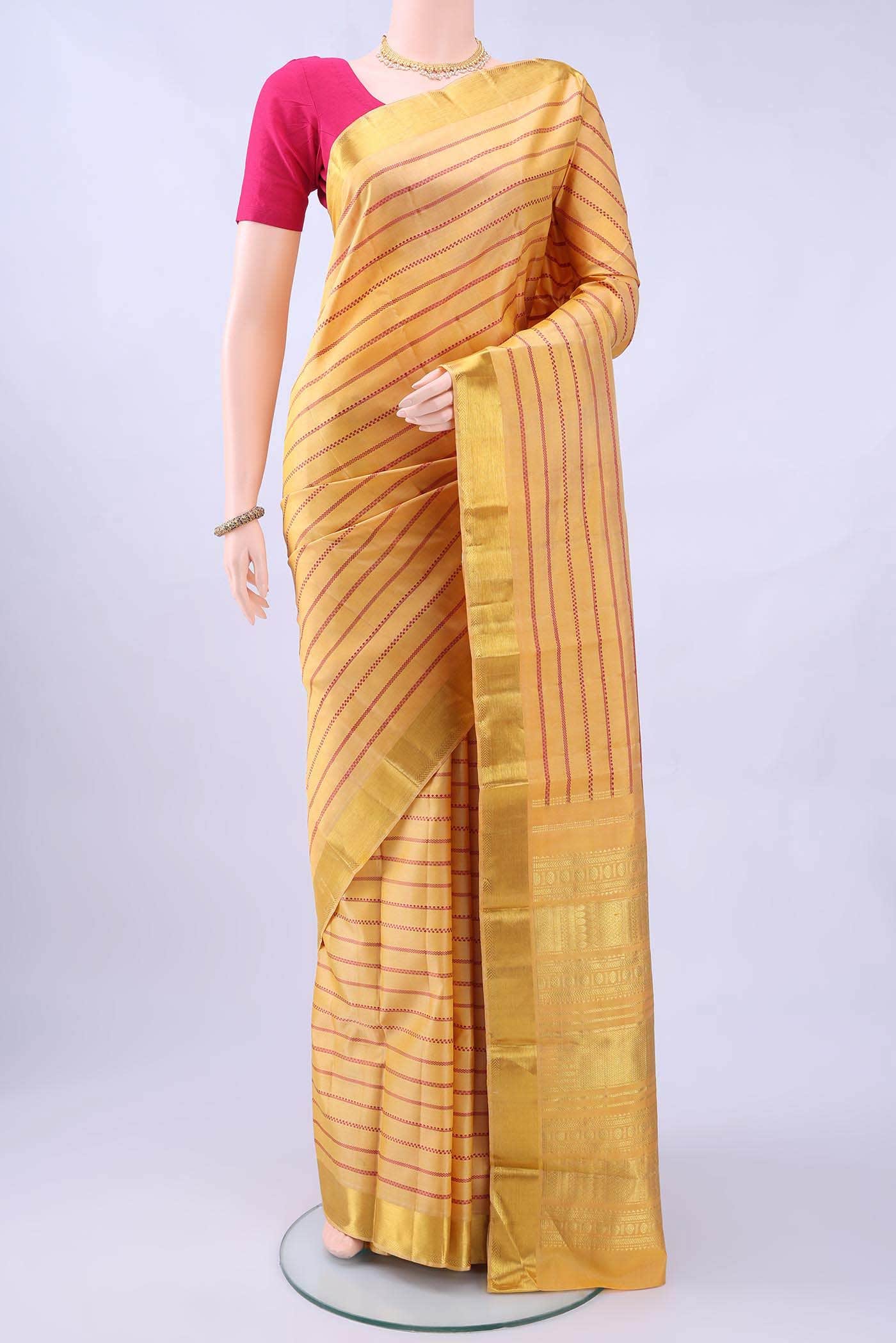 Pure Silk Pure Zari Cream Kanjivaram Saree