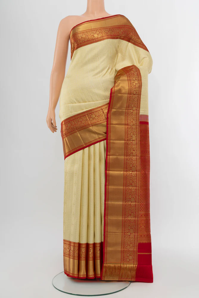 Cream Kanchipuram Silk Saree