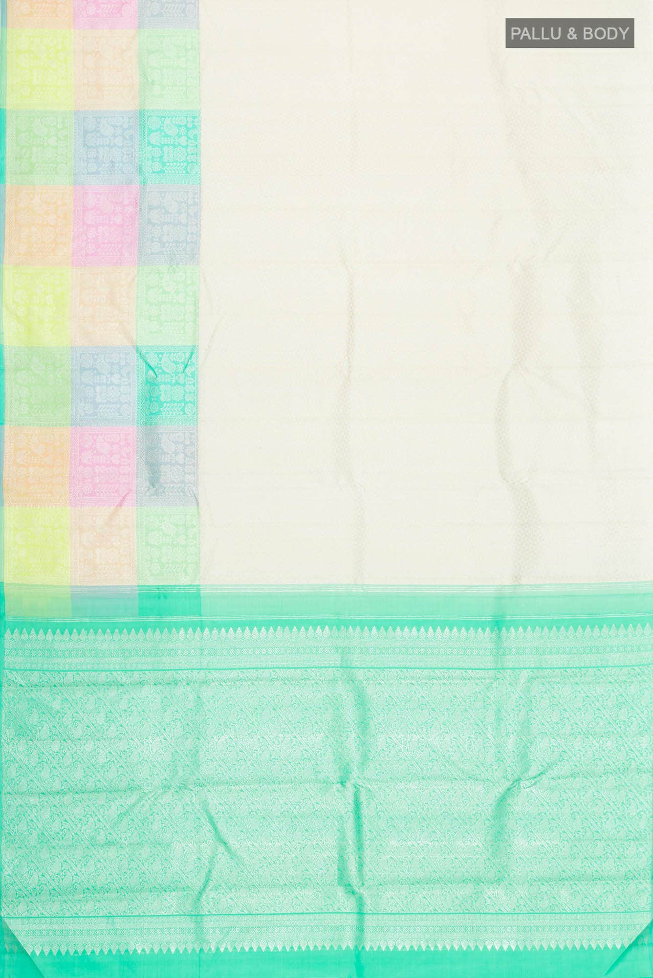Cream Kanchipuram Silk Saree - Image 4