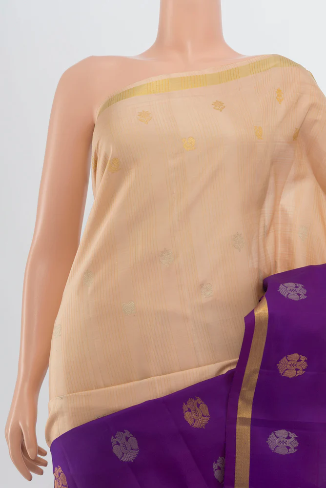 Beige Kanjivaram Silk Saree - Image 2