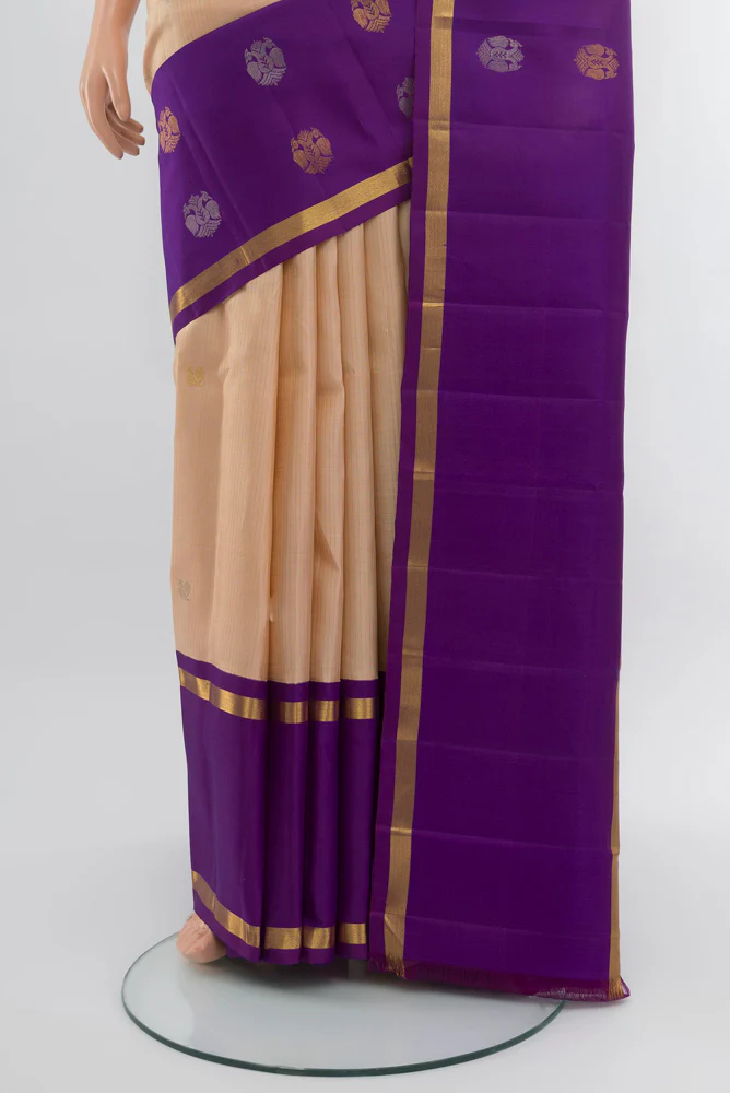 Beige Kanjivaram Silk Saree - Image 3
