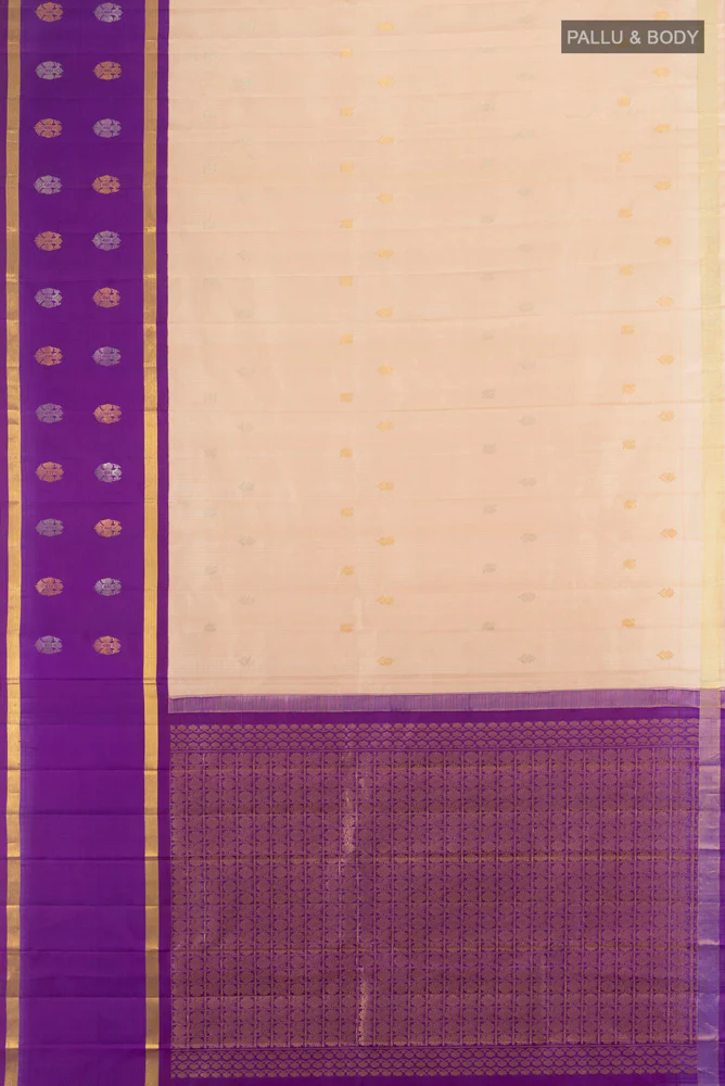 Beige Kanjivaram Silk Saree - Image 5
