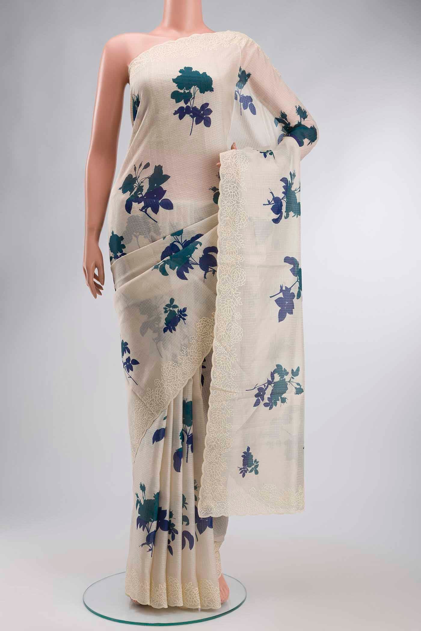 Cream Kota Cotton Saree