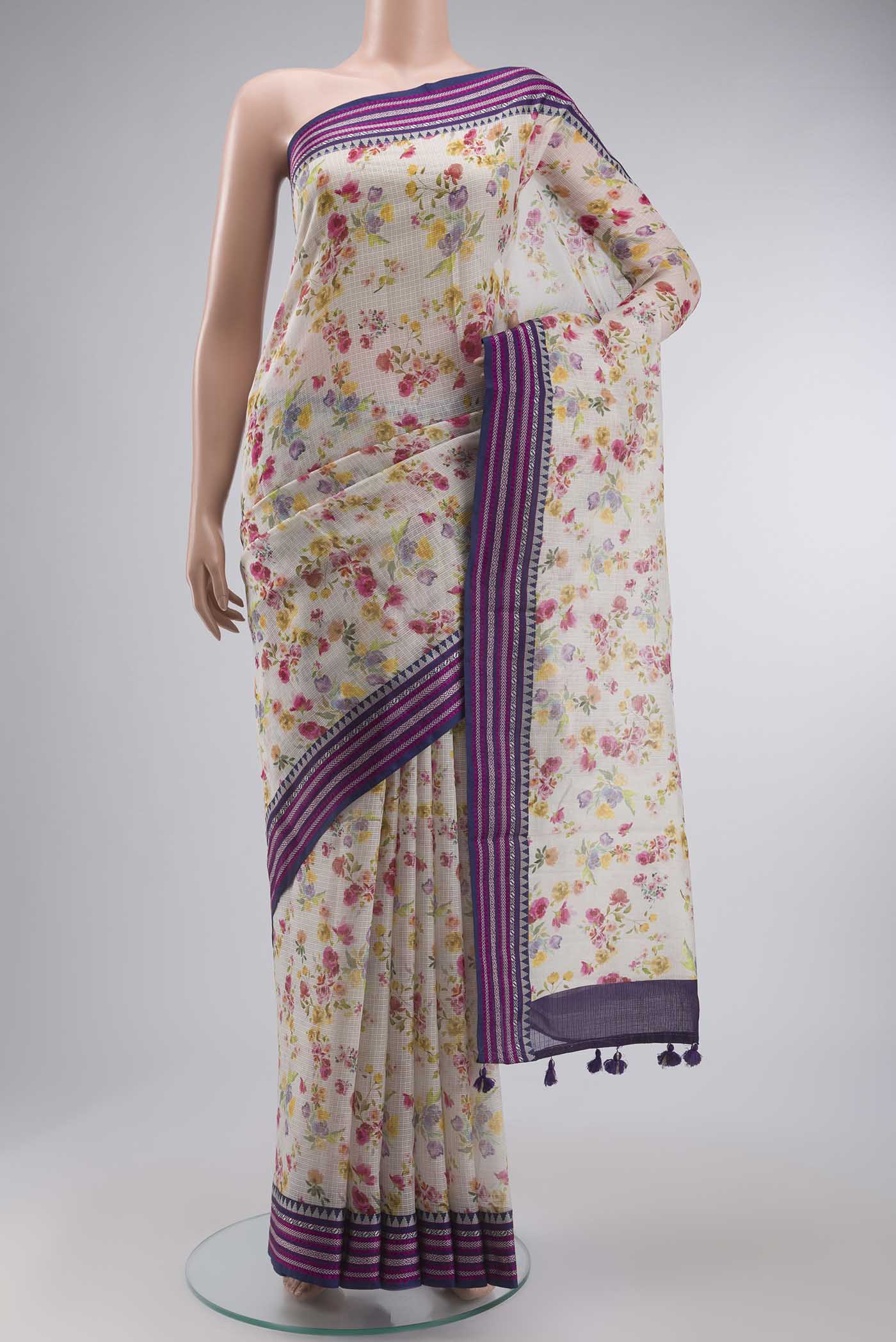 Cream Kota Cotton Saree